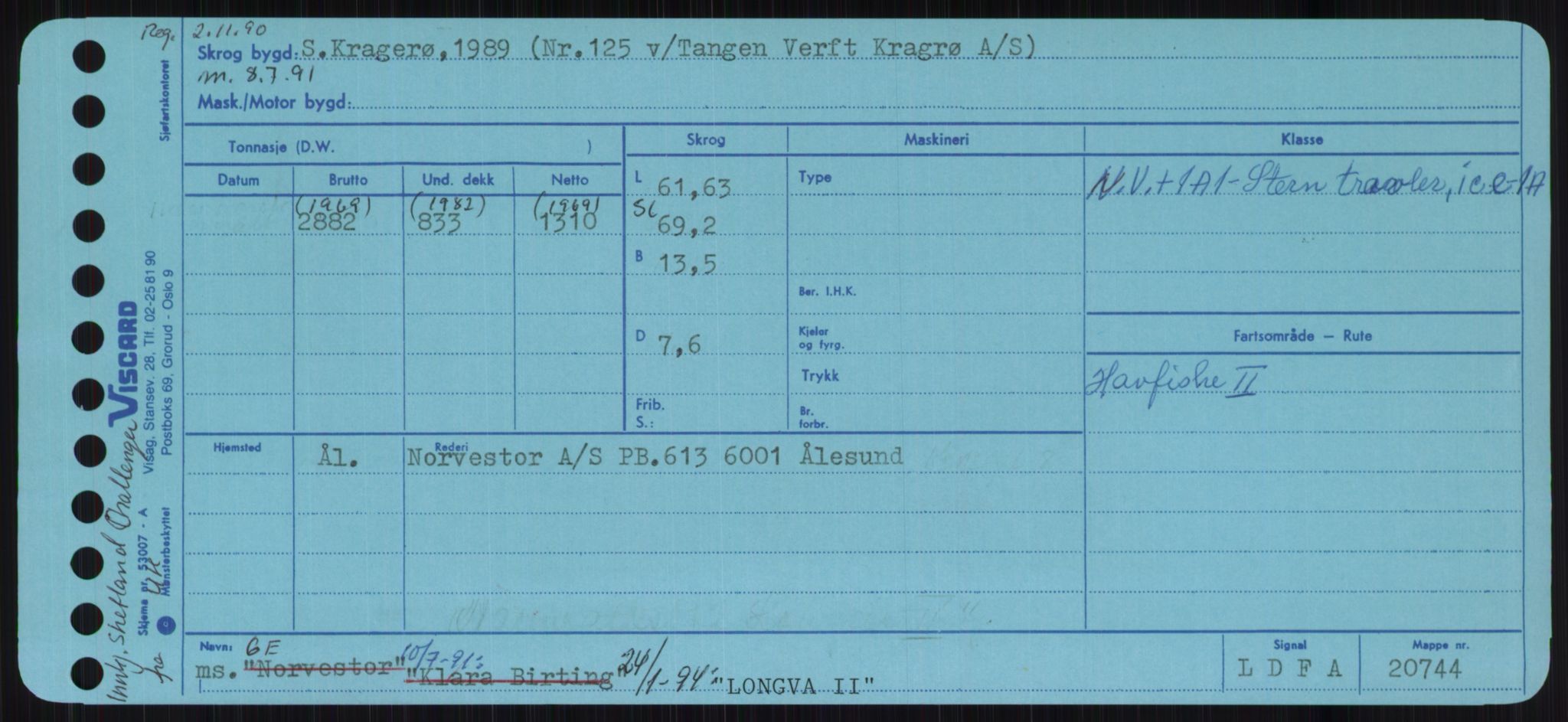 Sjøfartsdirektoratet med forløpere, Skipsmålingen, RA/S-1627/H/Ha/L0003/0002: Fartøy, Hilm-Mar / Fartøy, Kom-Mar, s. 589