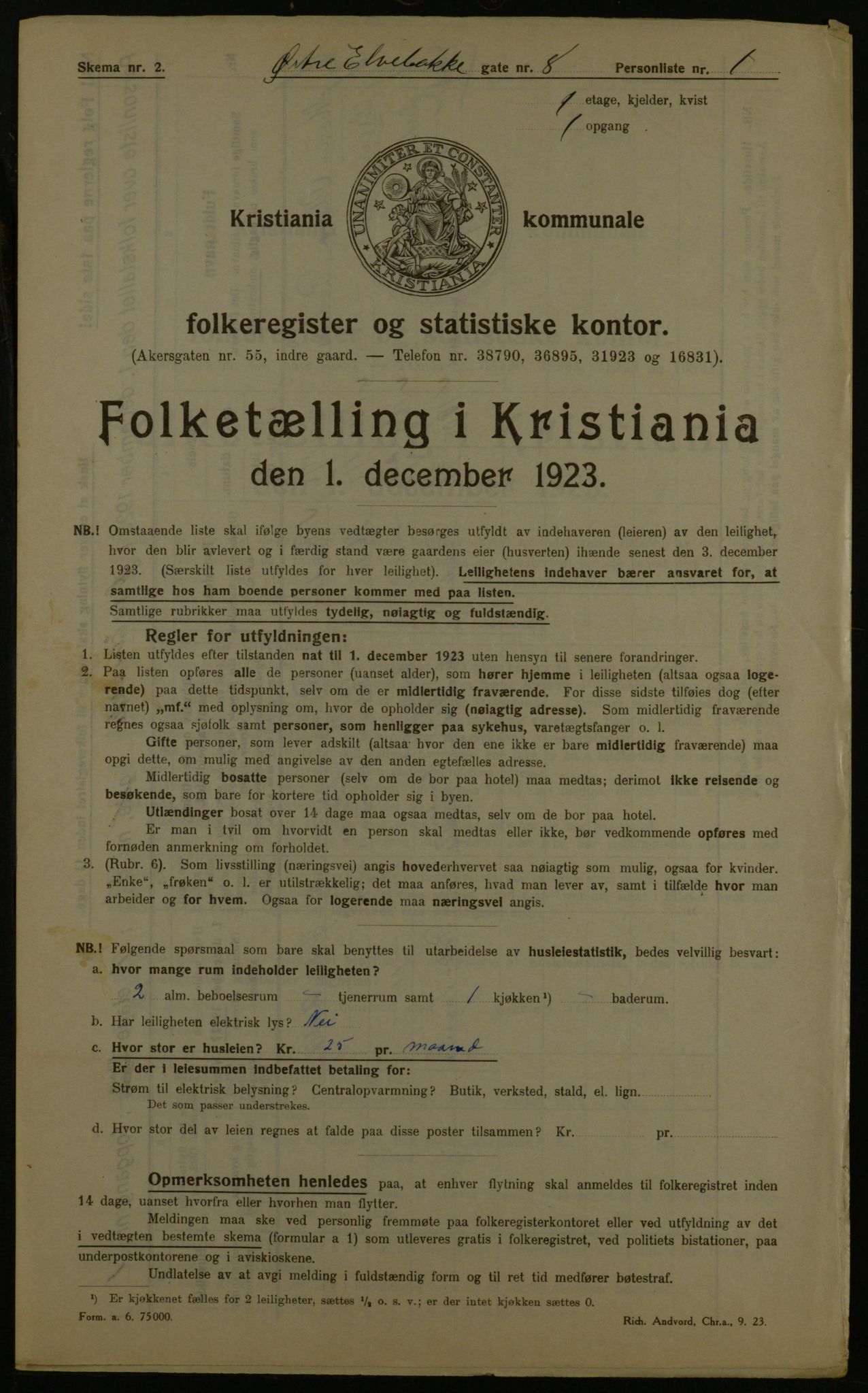 OBA, Kommunal folketelling 1.12.1923 for Kristiania, 1923, s. 142751