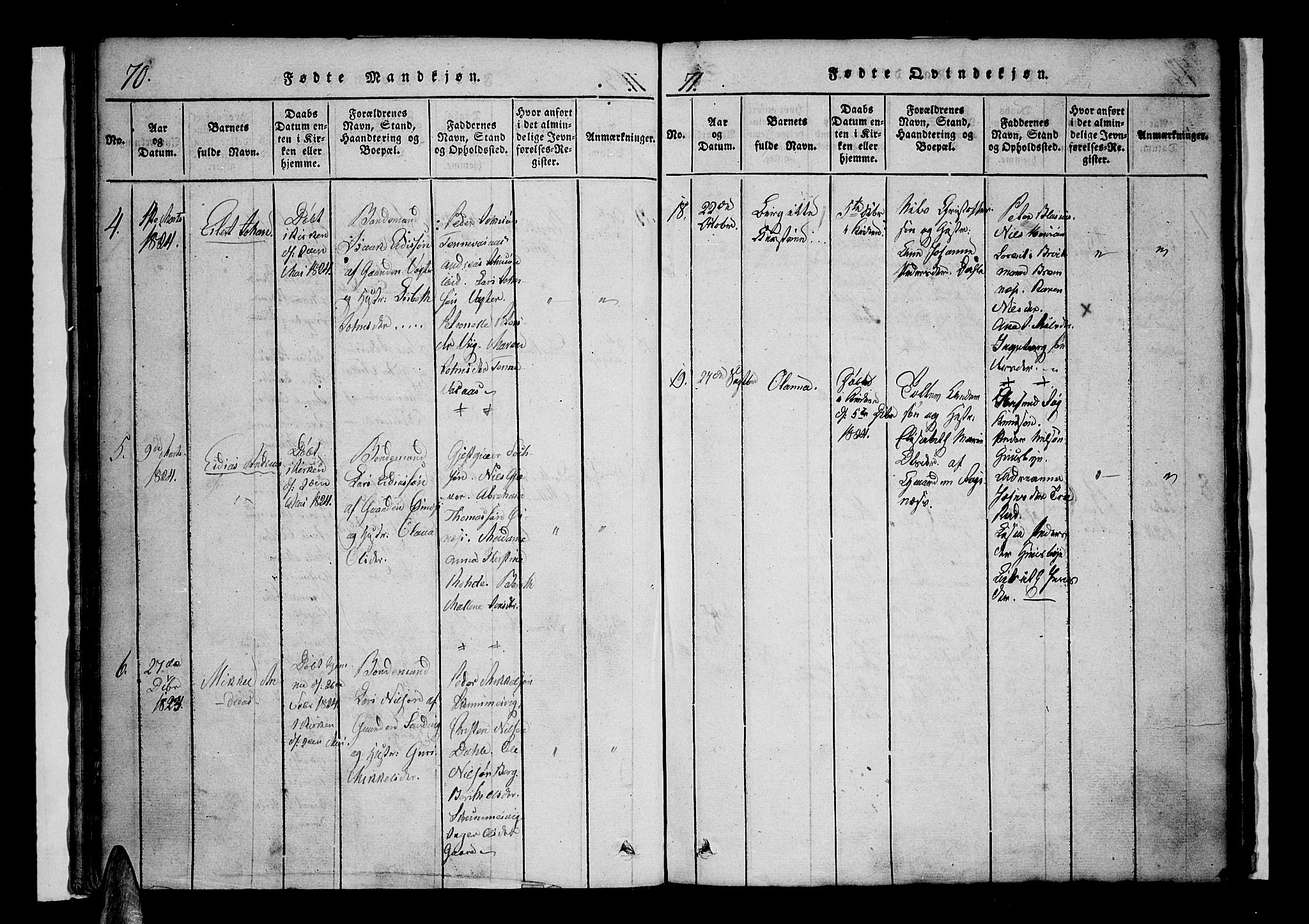 Kvæfjord sokneprestkontor, AV/SATØ-S-1323/G/Ga/Gaa/L0002kirke: Ministerialbok nr. 2, 1821-1830, s. 70-71