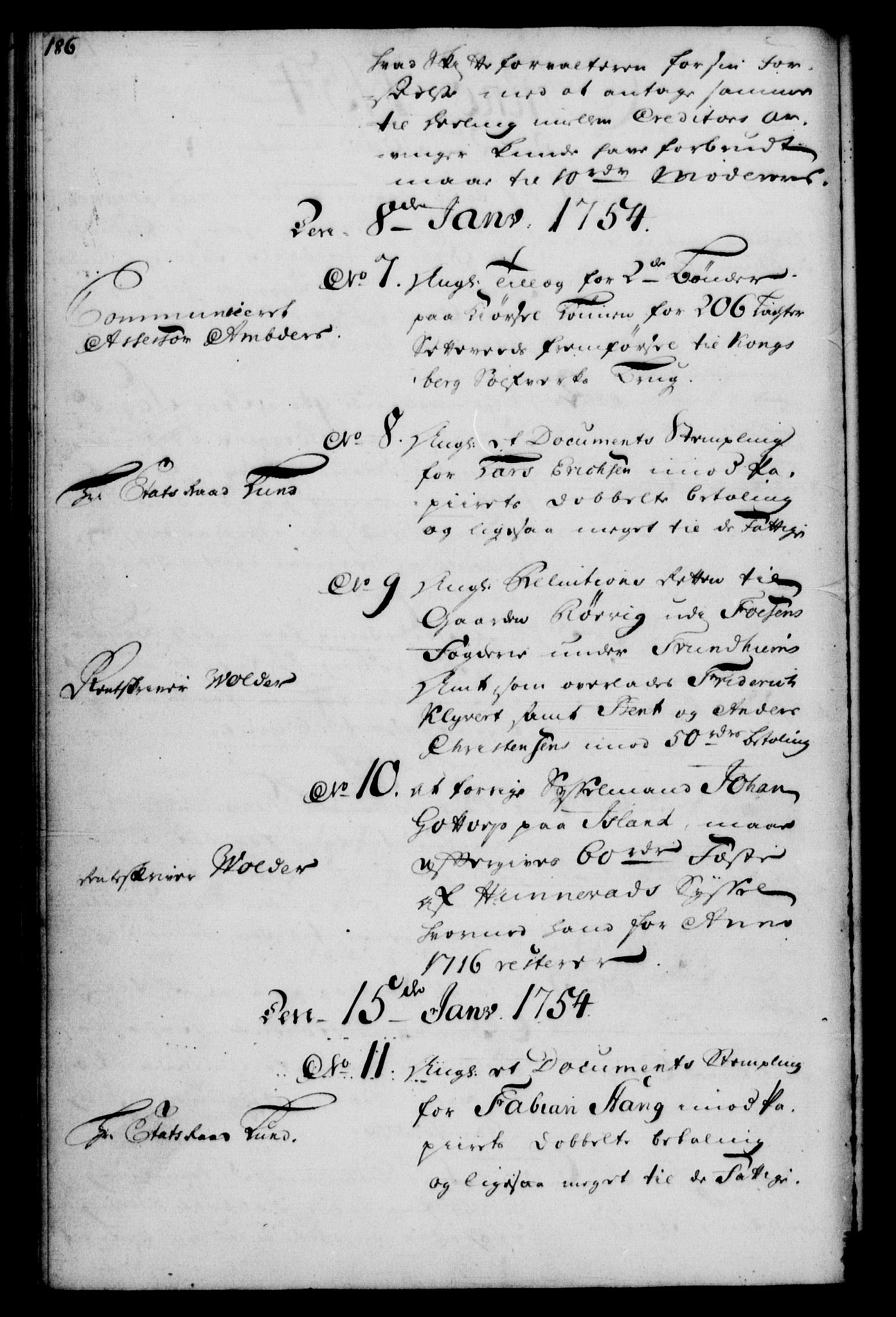 Rentekammeret, Kammerkanselliet, RA/EA-3111/G/Gf/Gfb/L0005: Register til norske relasjons- og resolusjonsprotokoller (merket RK 52.100), 1744-1754, s. 186