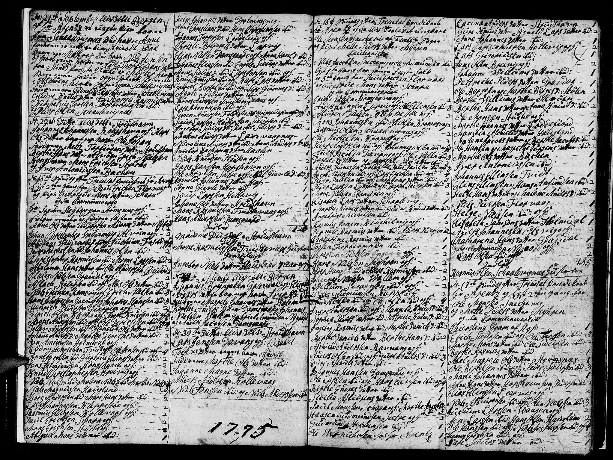 Askøy Sokneprestembete, SAB/A-74101/H/Ha/Hab/Haba/L0001: Klokkerbok nr. A 1, 1775-1792, s. 4