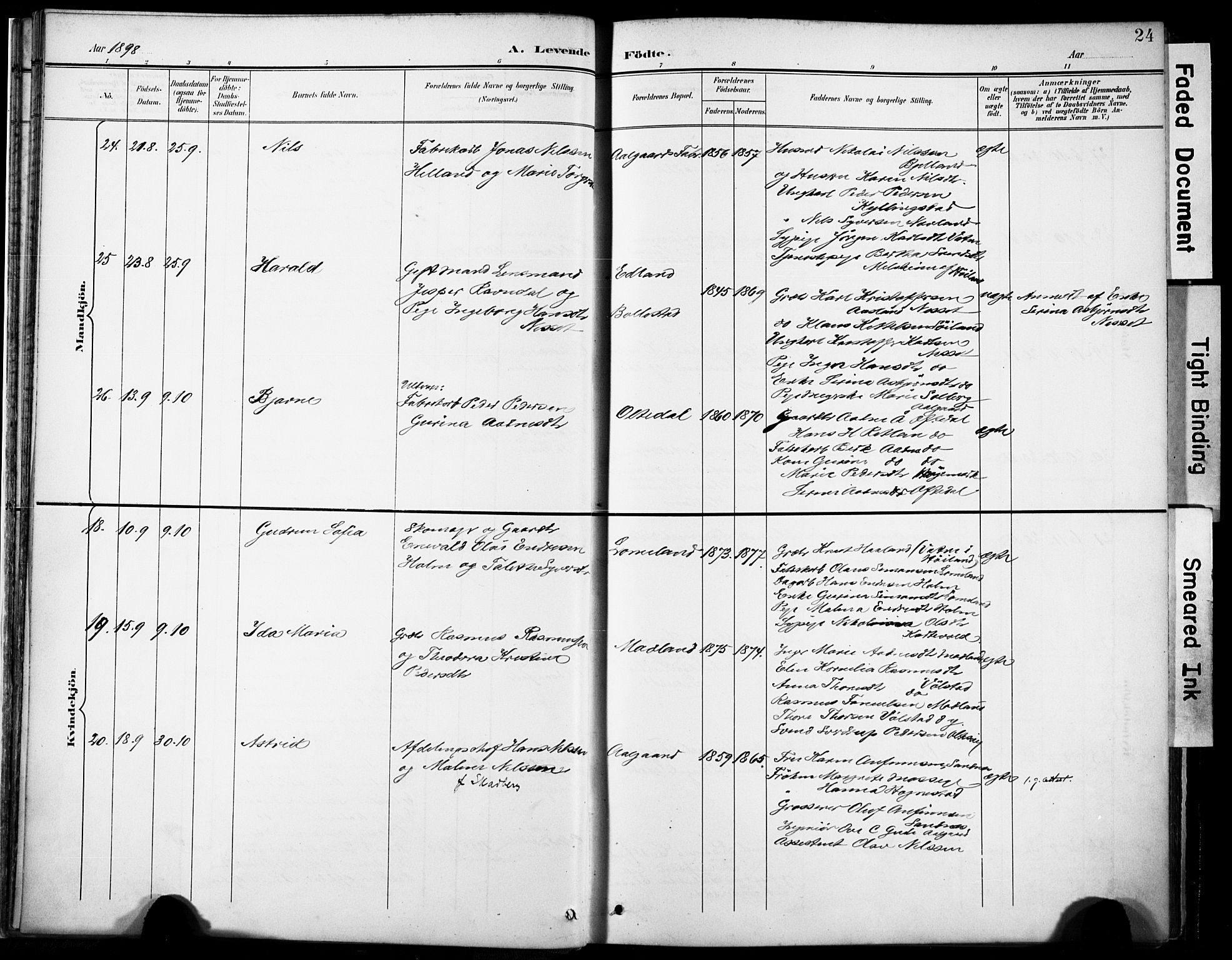 Lye sokneprestkontor, AV/SAST-A-101794/001/30BA/L0012: Ministerialbok nr. A 11, 1896-1909, s. 24