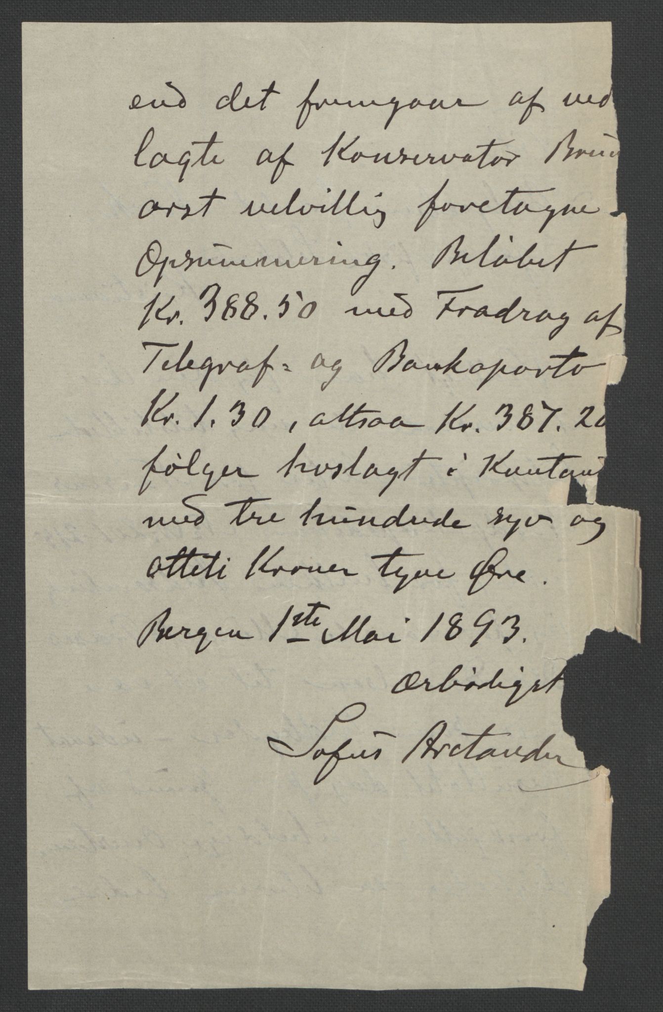 Arbeidskomitéen for Fridtjof Nansens polarekspedisjon, AV/RA-PA-0061/D/L0001/0005: Pengeinnsamlingen / Bidragslister med følgebrev, 1893, s. 14