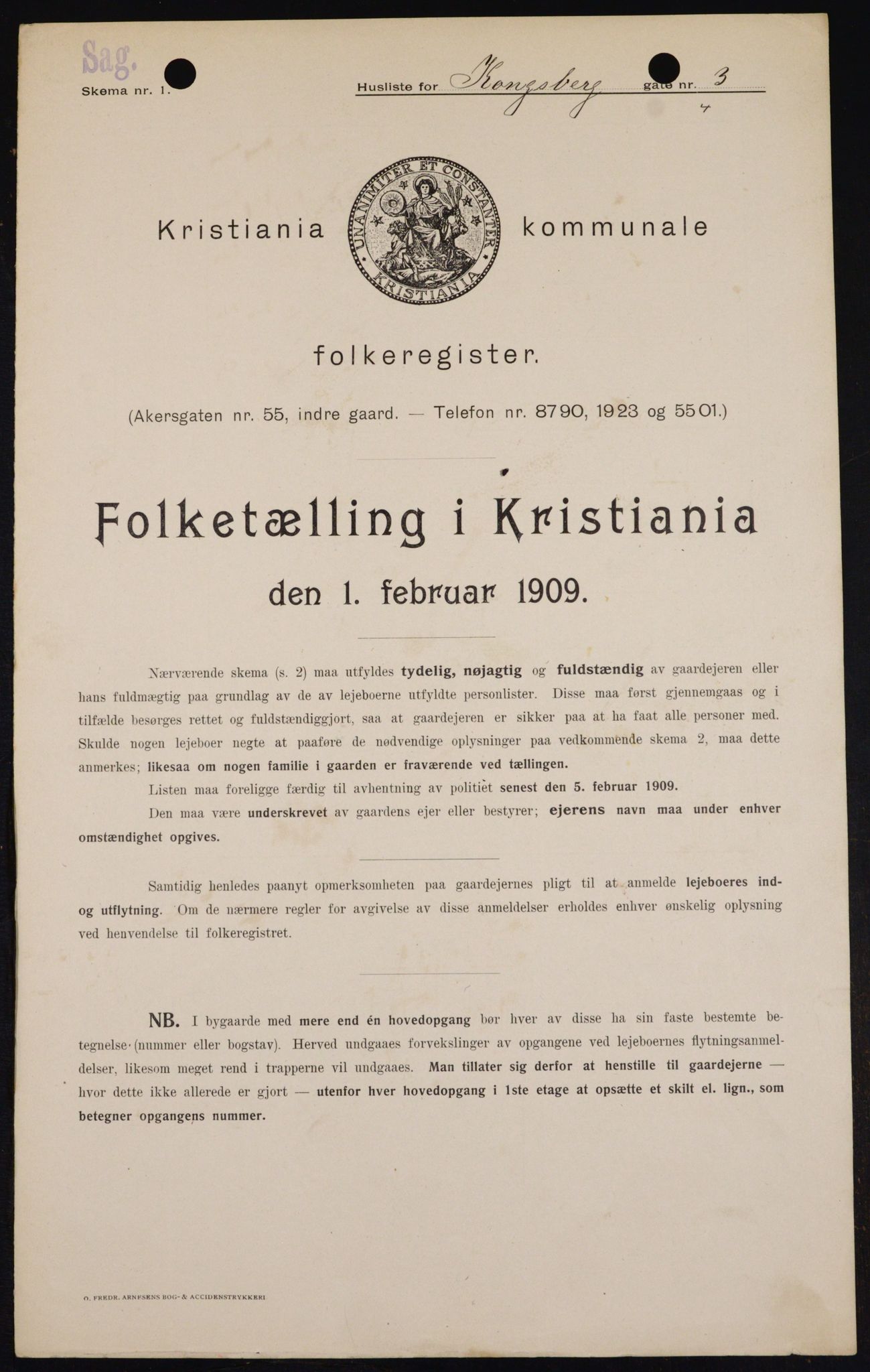 OBA, Kommunal folketelling 1.2.1909 for Kristiania kjøpstad, 1909, s. 48338