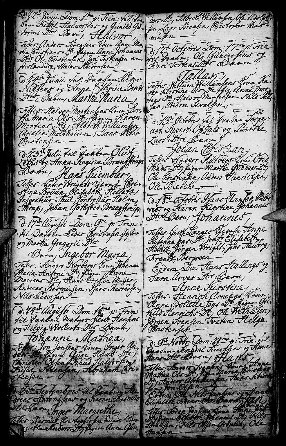 Porsgrunn kirkebøker , SAKO/A-104/G/Ga/L0001: Klokkerbok nr. I 1, 1766-1790, s. 52-53