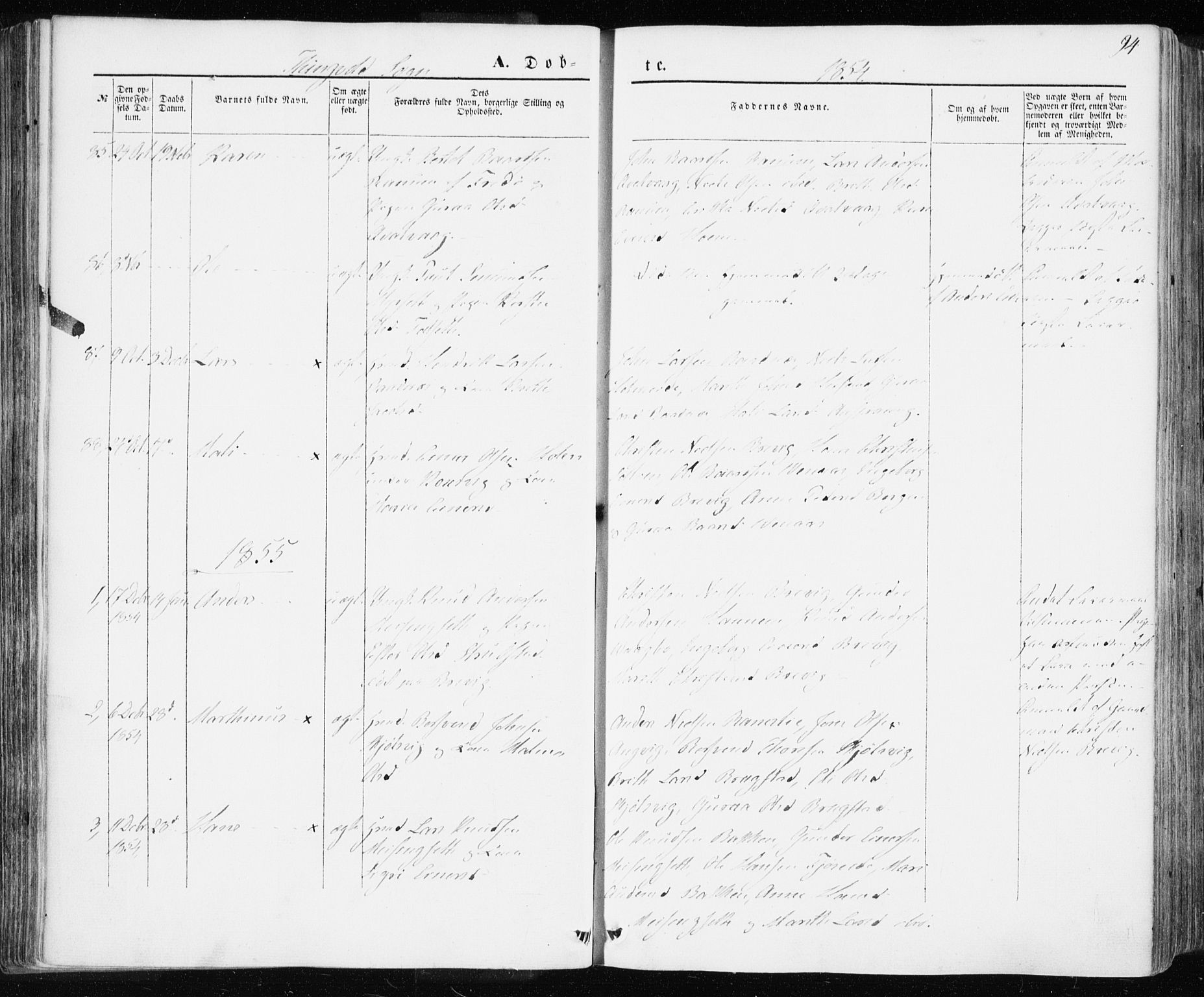Ministerialprotokoller, klokkerbøker og fødselsregistre - Møre og Romsdal, AV/SAT-A-1454/586/L0984: Ministerialbok nr. 586A10, 1844-1856, s. 94