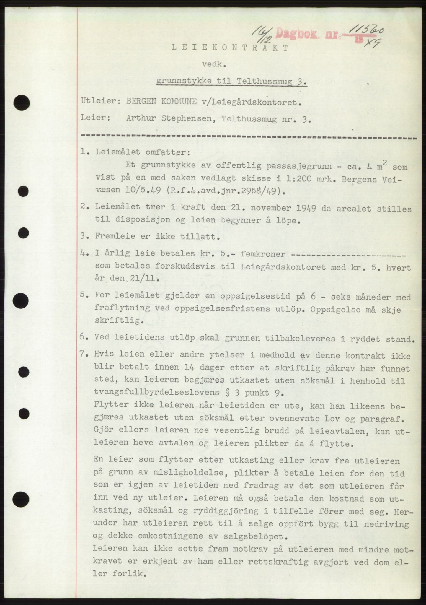 Byfogd og Byskriver i Bergen, AV/SAB-A-3401/03/03Bd/L0003: Pantebok nr. B29-39, 1947-1950, Dagboknr: 11560/1949
