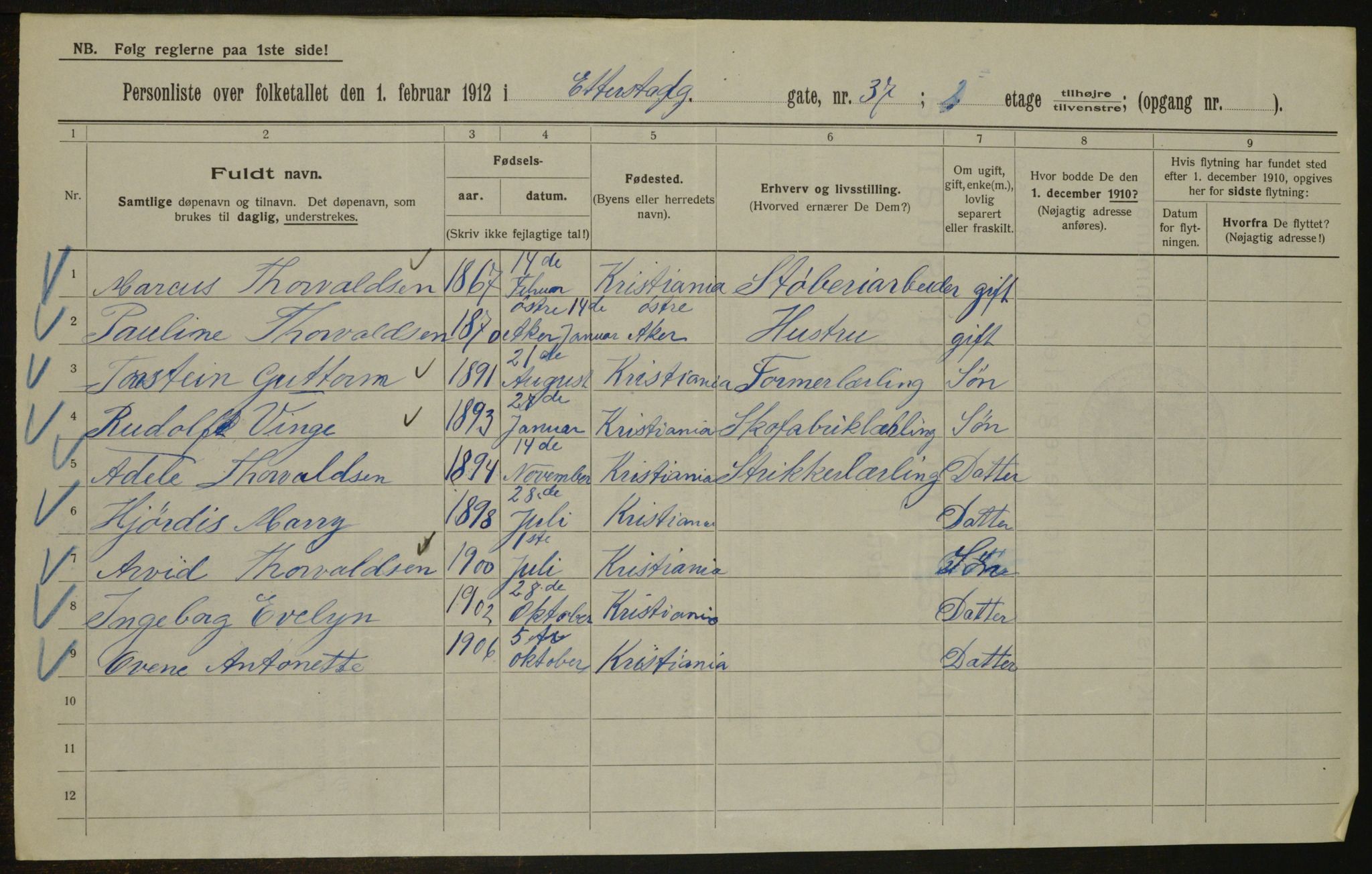 OBA, Kommunal folketelling 1.2.1912 for Kristiania, 1912, s. 22585