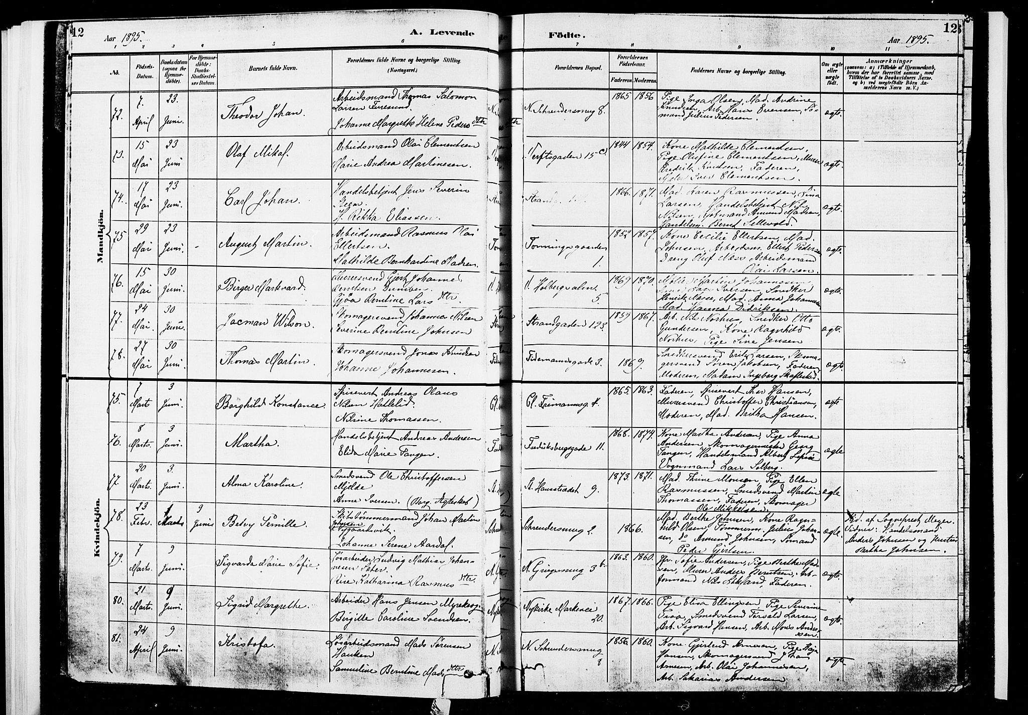 Nykirken Sokneprestembete, AV/SAB-A-77101/H/Hab: Klokkerbok nr. B 3, 1895-1899, s. 12