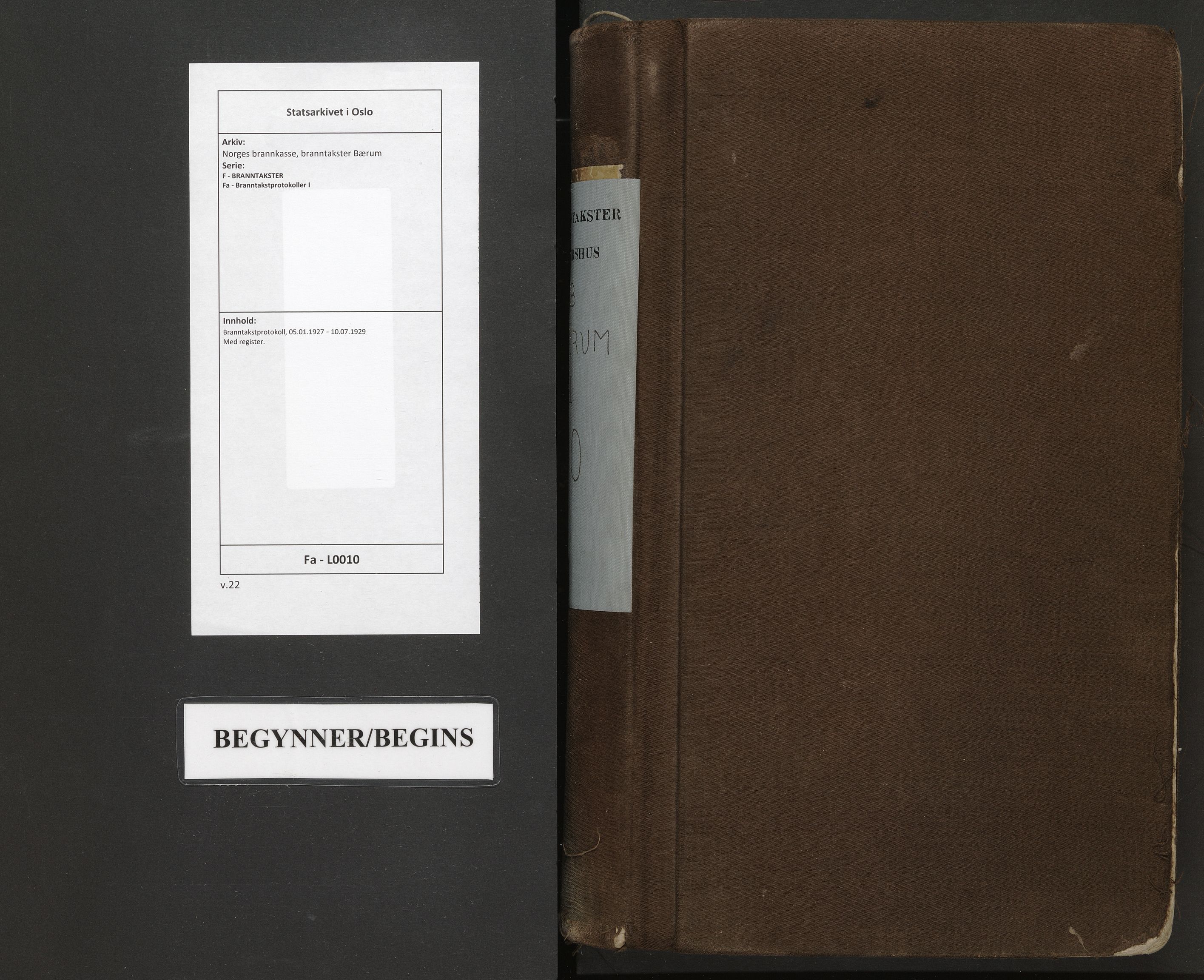 Norges brannkasse, branntakster Bærum, AV/SAO-A-11382/F/Fa/L0009: Branntakstprotokoll, 1925-1926