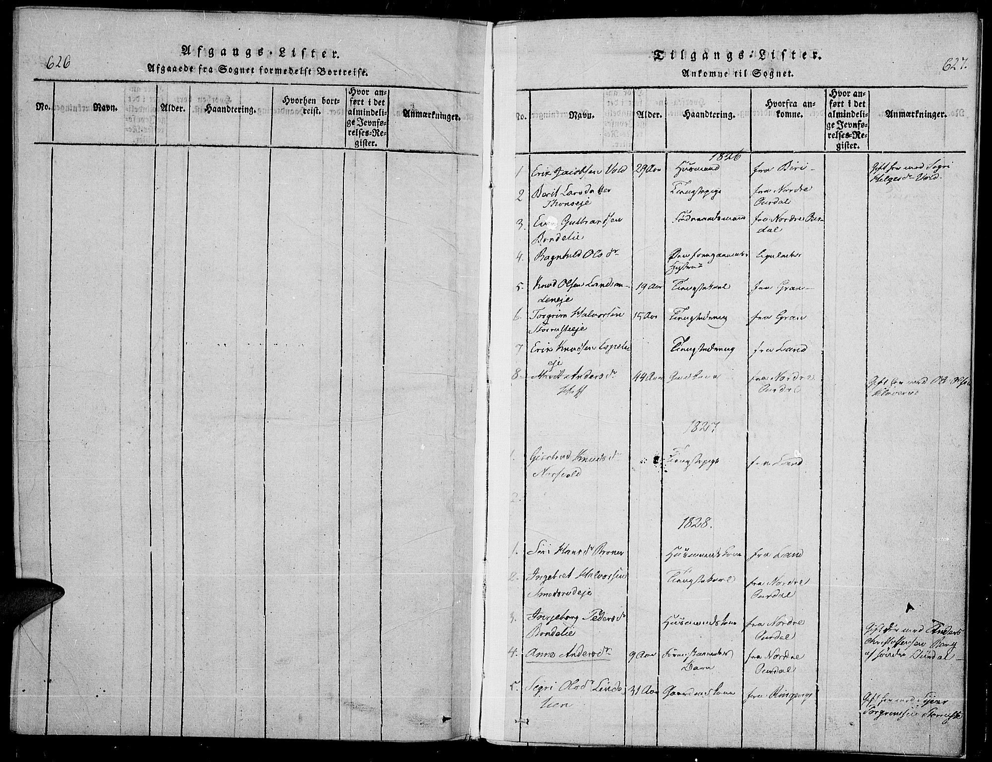 Sør-Aurdal prestekontor, SAH/PREST-128/H/Ha/Haa/L0003: Ministerialbok nr. 3, 1825-1840, s. 626-627