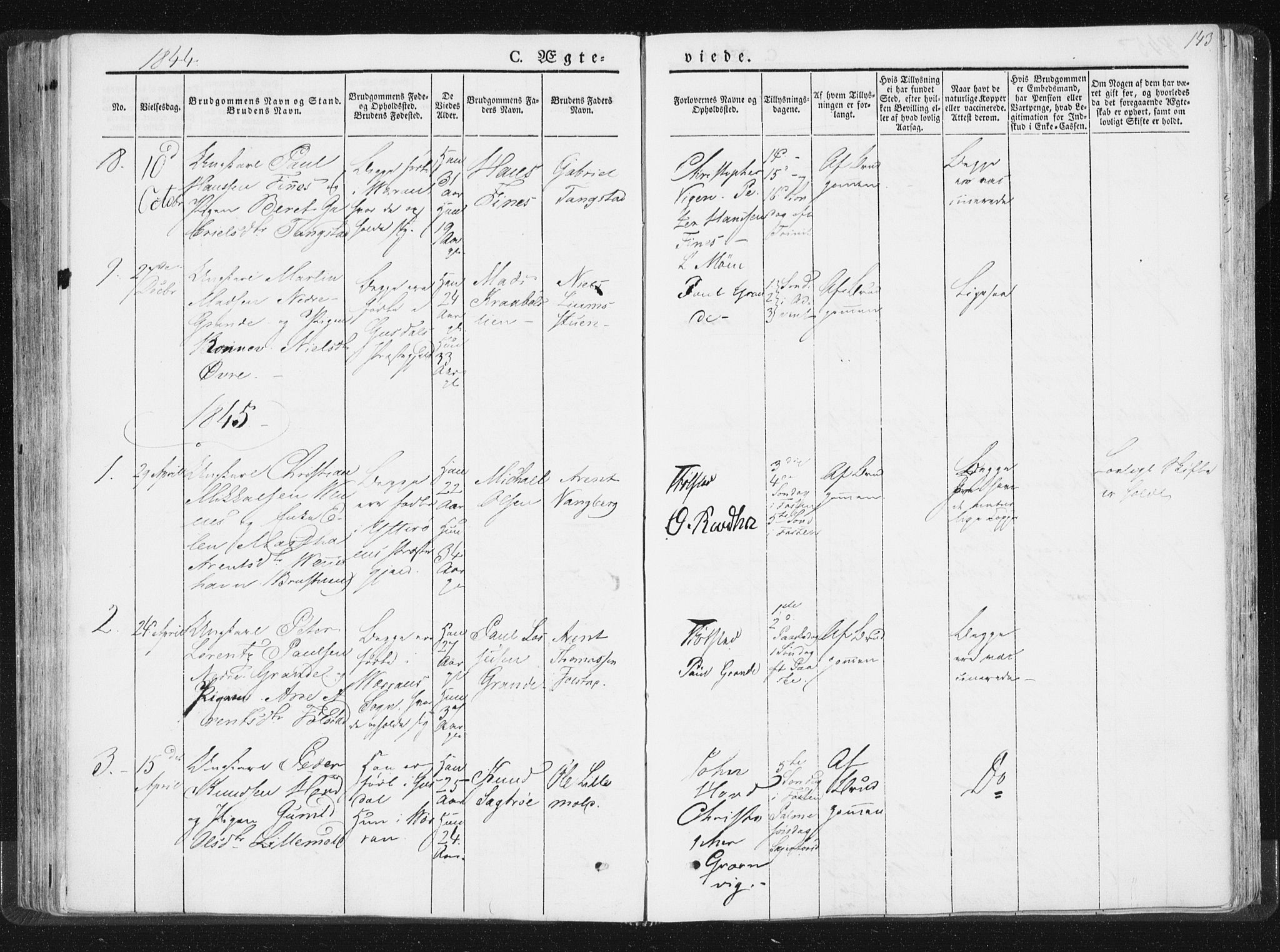 Ministerialprotokoller, klokkerbøker og fødselsregistre - Nord-Trøndelag, SAT/A-1458/744/L0418: Ministerialbok nr. 744A02, 1843-1866, s. 143