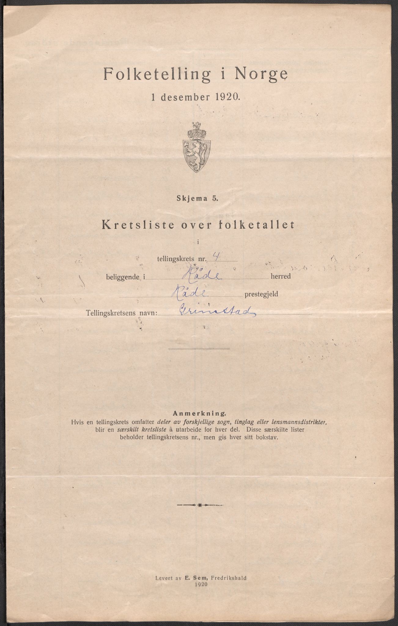 SAO, Folketelling 1920 for 0135 Råde herred, 1920, s. 22