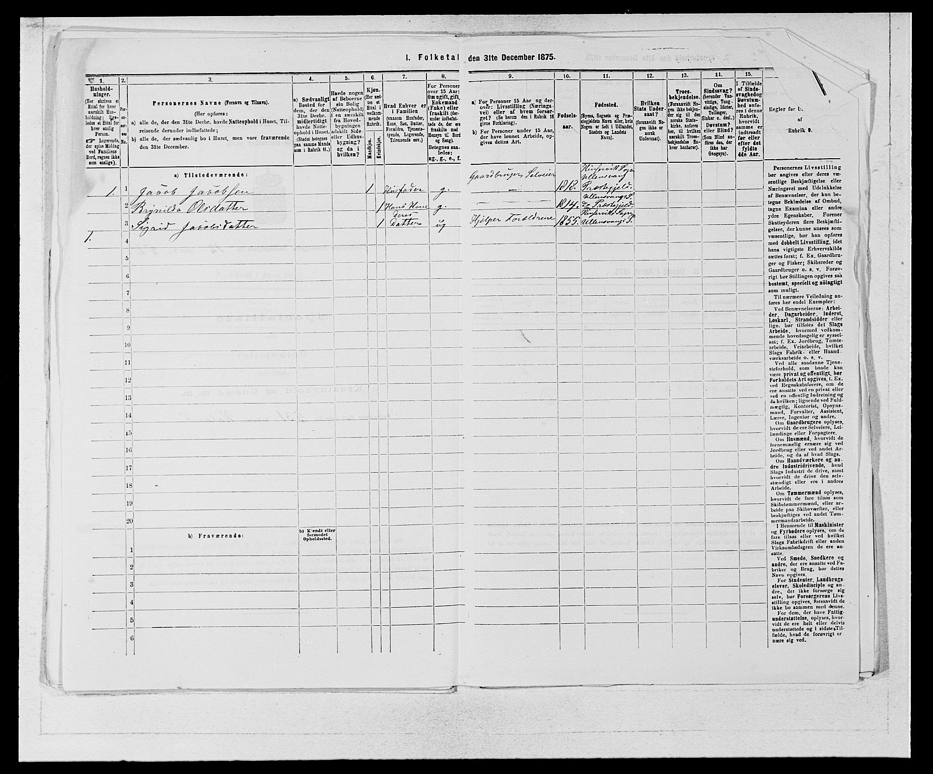 SAB, Folketelling 1875 for 1230P Ullensvang prestegjeld, 1875, s. 1322