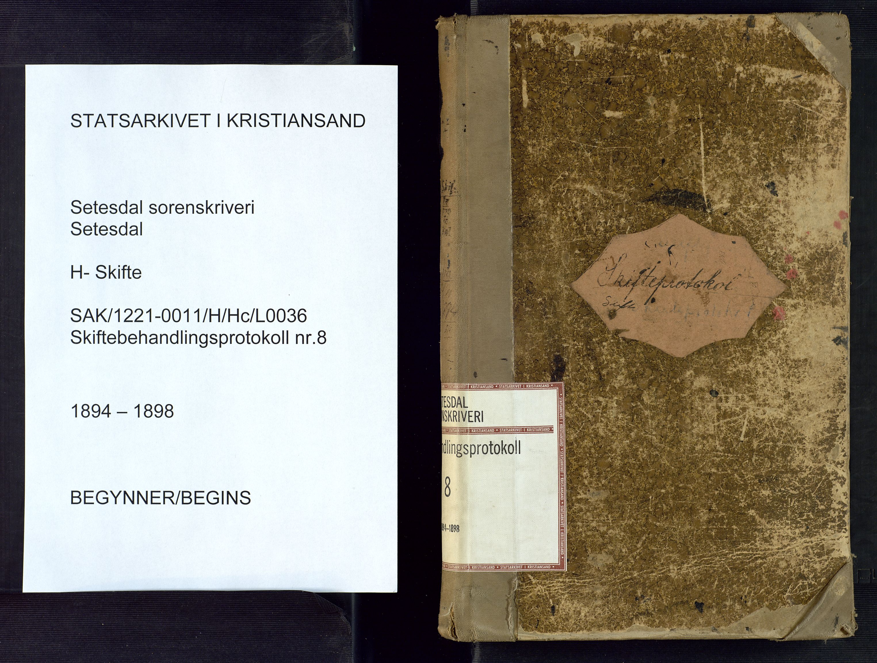 Setesdal sorenskriveri, AV/SAK-1221-0011/H/Hc/L0036: Skifteforhandlingsprotokoll nr 8, 1894-1898