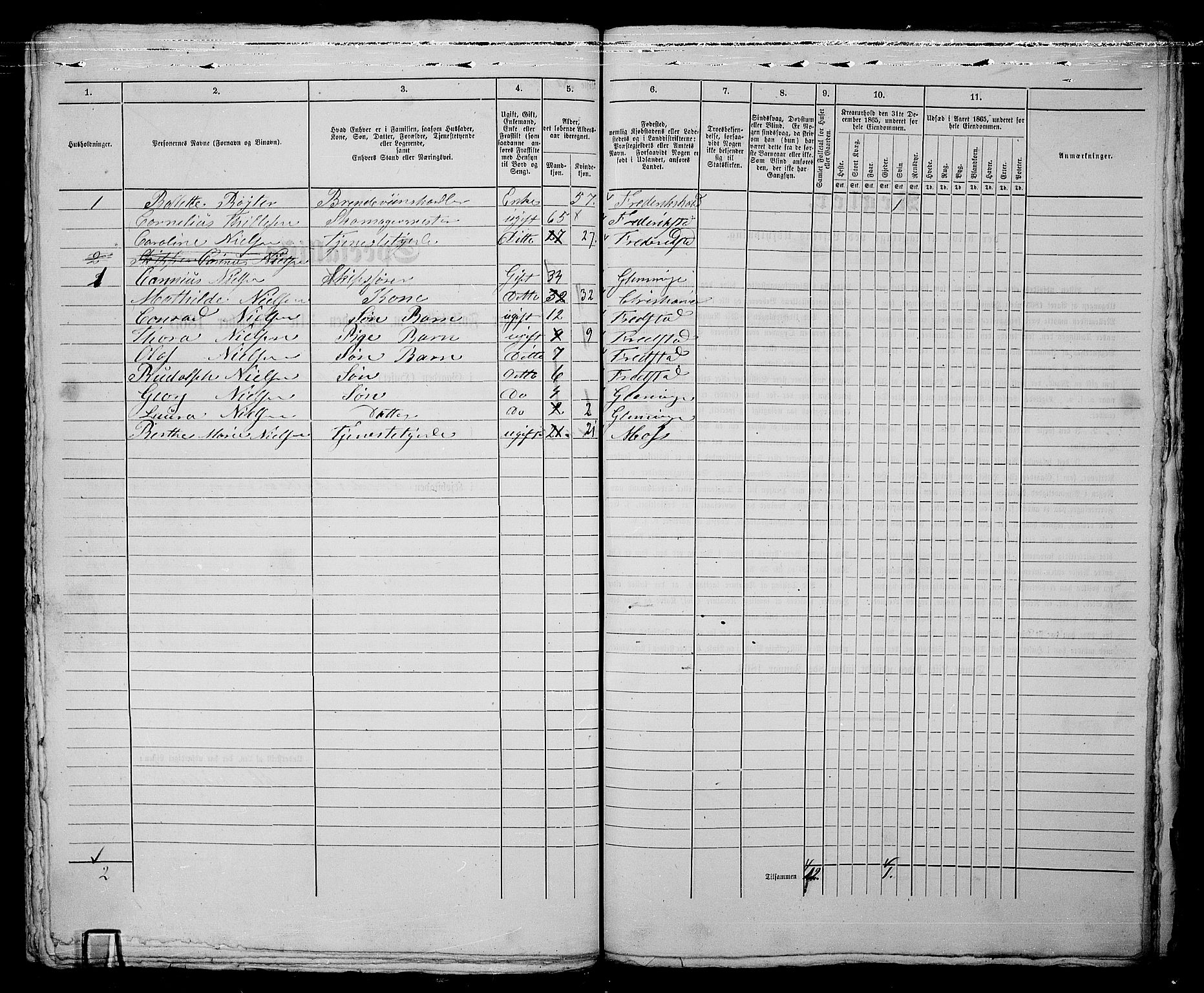 RA, Folketelling 1865 for 0103B Fredrikstad prestegjeld, Fredrikstad kjøpstad, 1865, s. 393