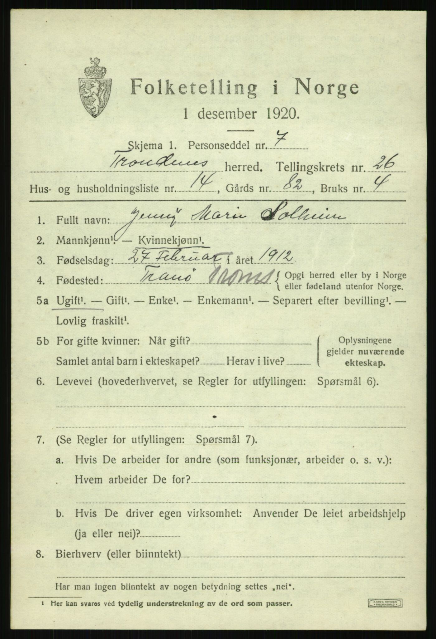 SATØ, Folketelling 1920 for 1914 Trondenes herred, 1920, s. 19024
