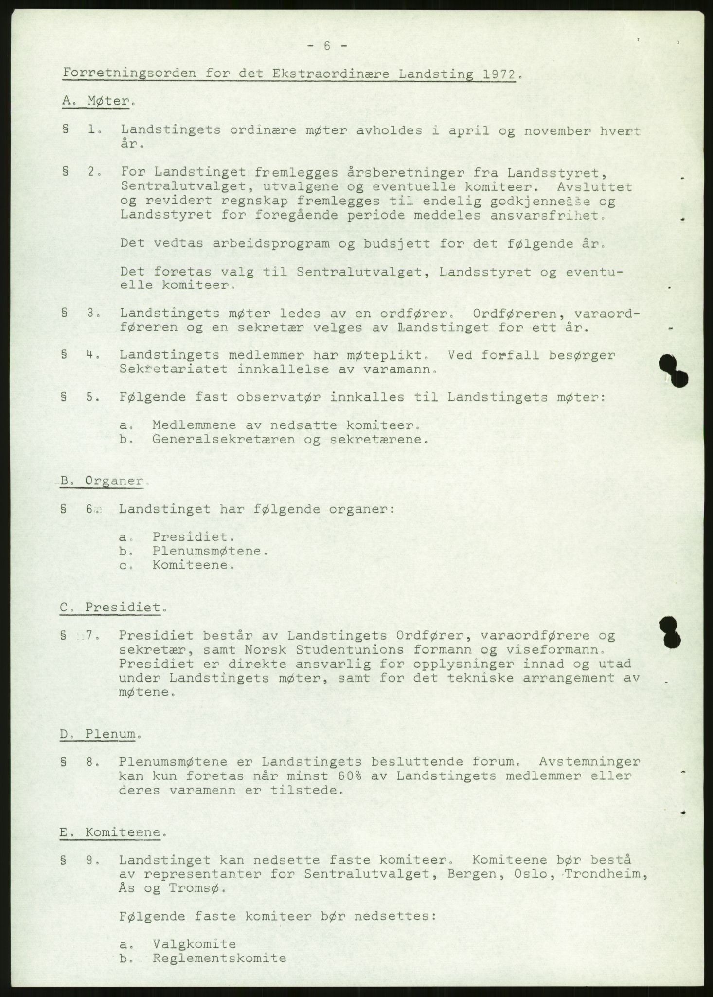 Norsk Studentunion, AV/RA-PA-0794/Fg/L0067: Landstinget, 1968-1979