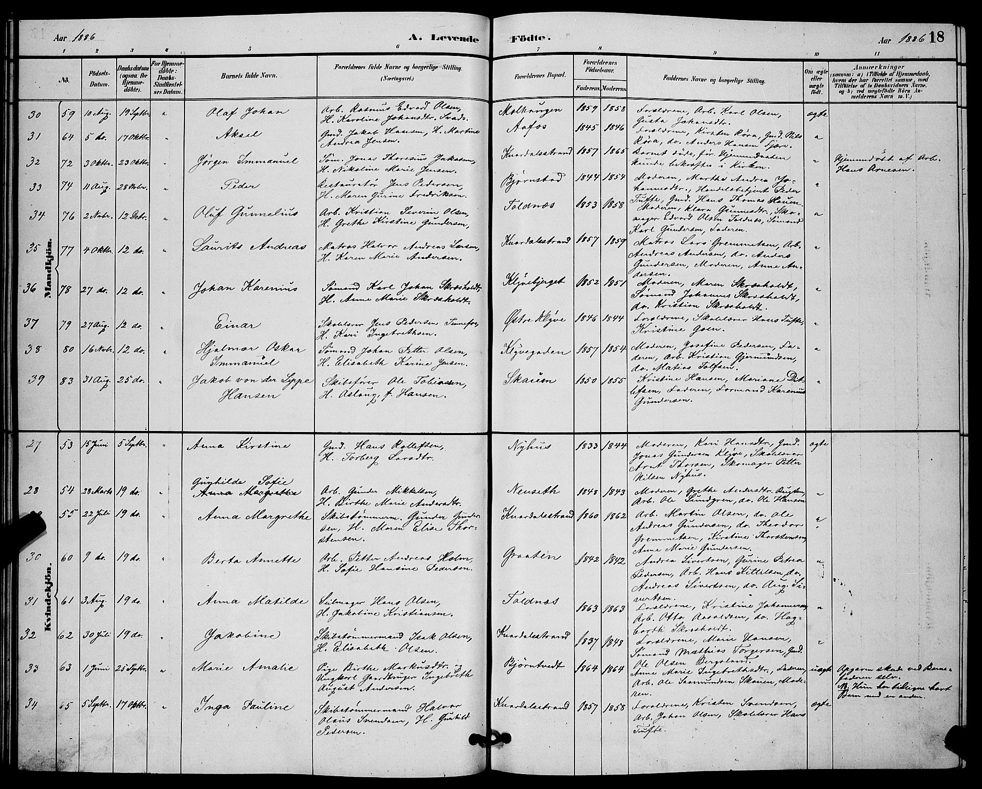 Solum kirkebøker, AV/SAKO-A-306/G/Ga/L0007: Klokkerbok nr. I 7, 1884-1898, s. 18