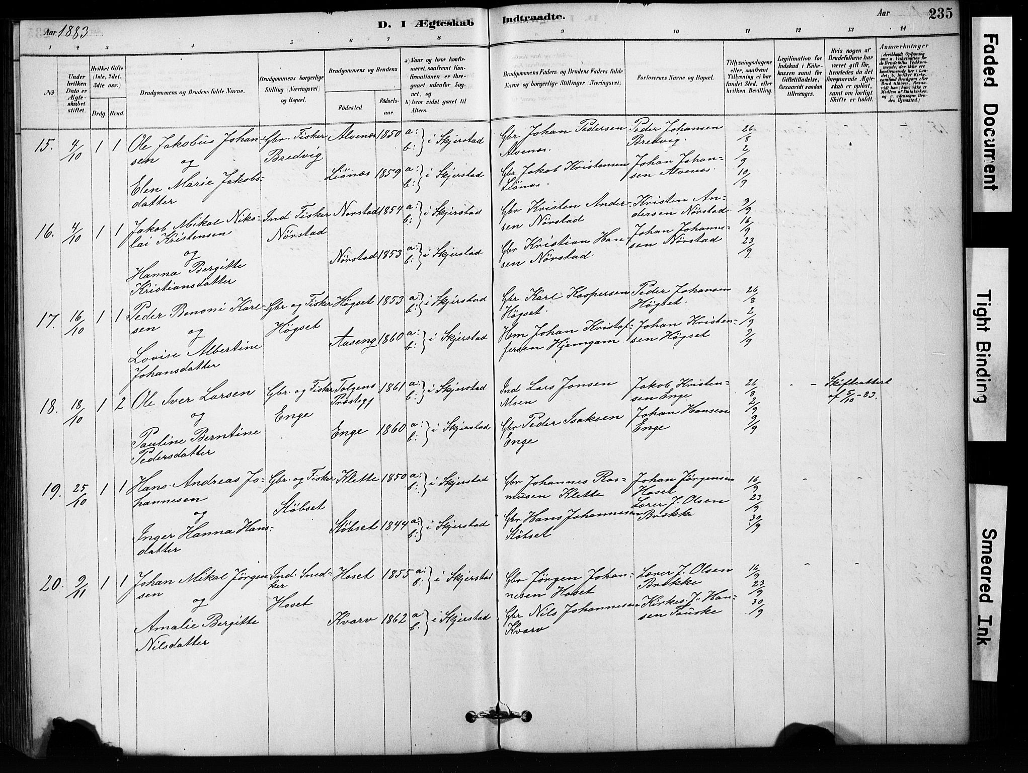 Ministerialprotokoller, klokkerbøker og fødselsregistre - Nordland, AV/SAT-A-1459/852/L0754: Klokkerbok nr. 852C05, 1878-1894, s. 235