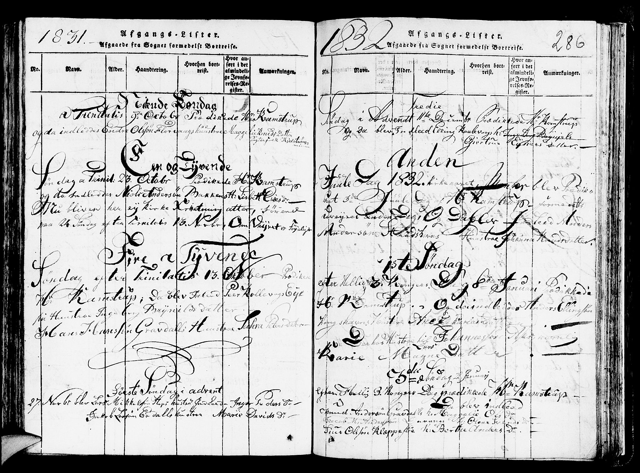 Askøy Sokneprestembete, AV/SAB-A-74101/H/Ha/Hab/Haba/L0002: Klokkerbok nr. A 2, 1815-1846, s. 286