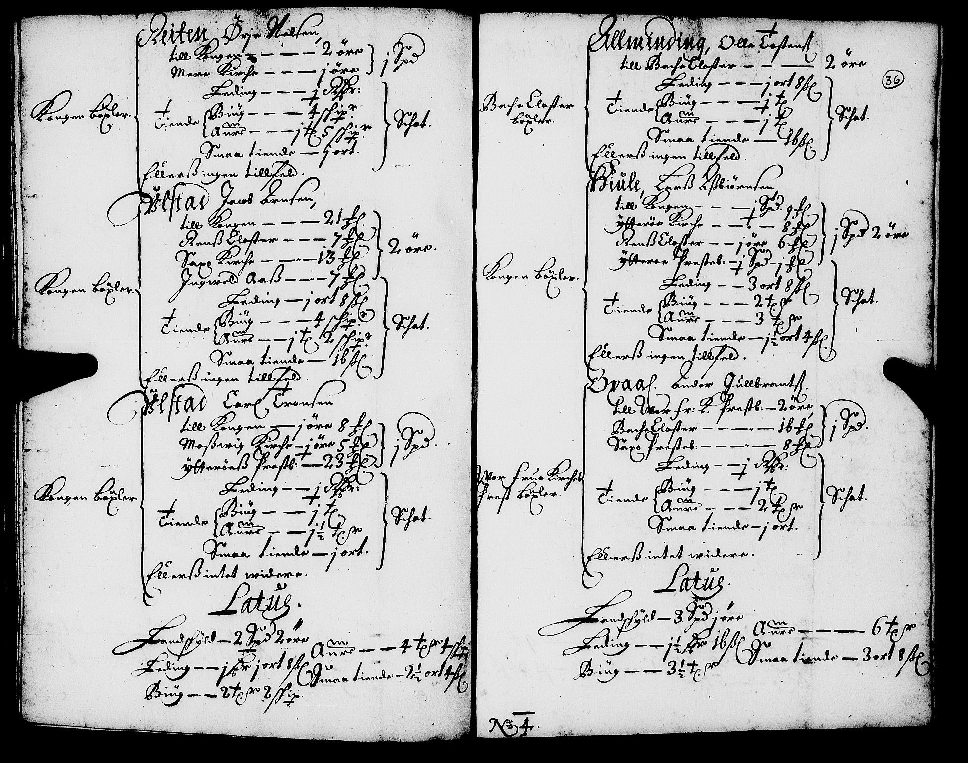 Rentekammeret inntil 1814, Realistisk ordnet avdeling, AV/RA-EA-4070/N/Nb/Nba/L0055: Inderøy len, 1668, s. 35b-36a