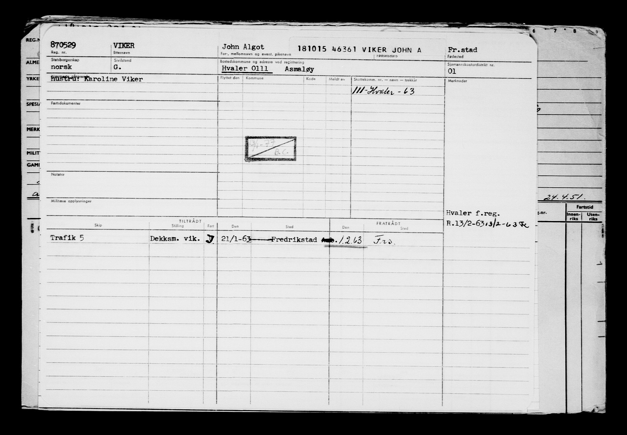 Direktoratet for sjømenn, AV/RA-S-3545/G/Gb/L0134: Hovedkort, 1915, s. 81