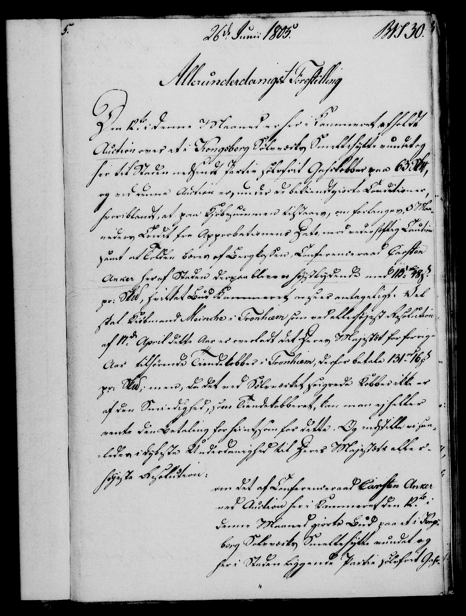 Rentekammeret, Renteskriverkontorene, AV/RA-EA-3115/M/Mf/Mfb/L0007: Relasjons- og resolusjonsprotokoll med register (merket RK 54.13), 1805-1806