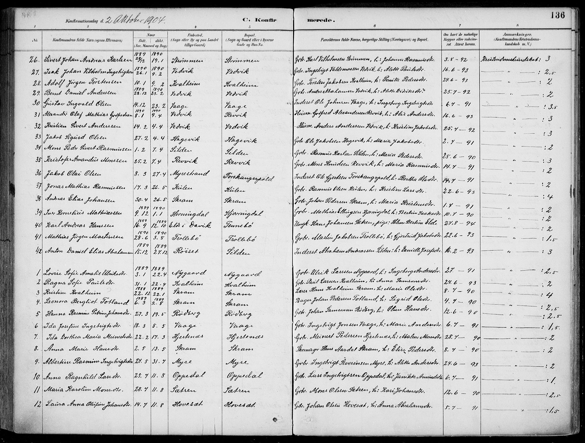 Selje sokneprestembete, AV/SAB-A-99938/H/Ha/Haa/Haac/L0002: Ministerialbok nr. C  2, 1889-1904, s. 136
