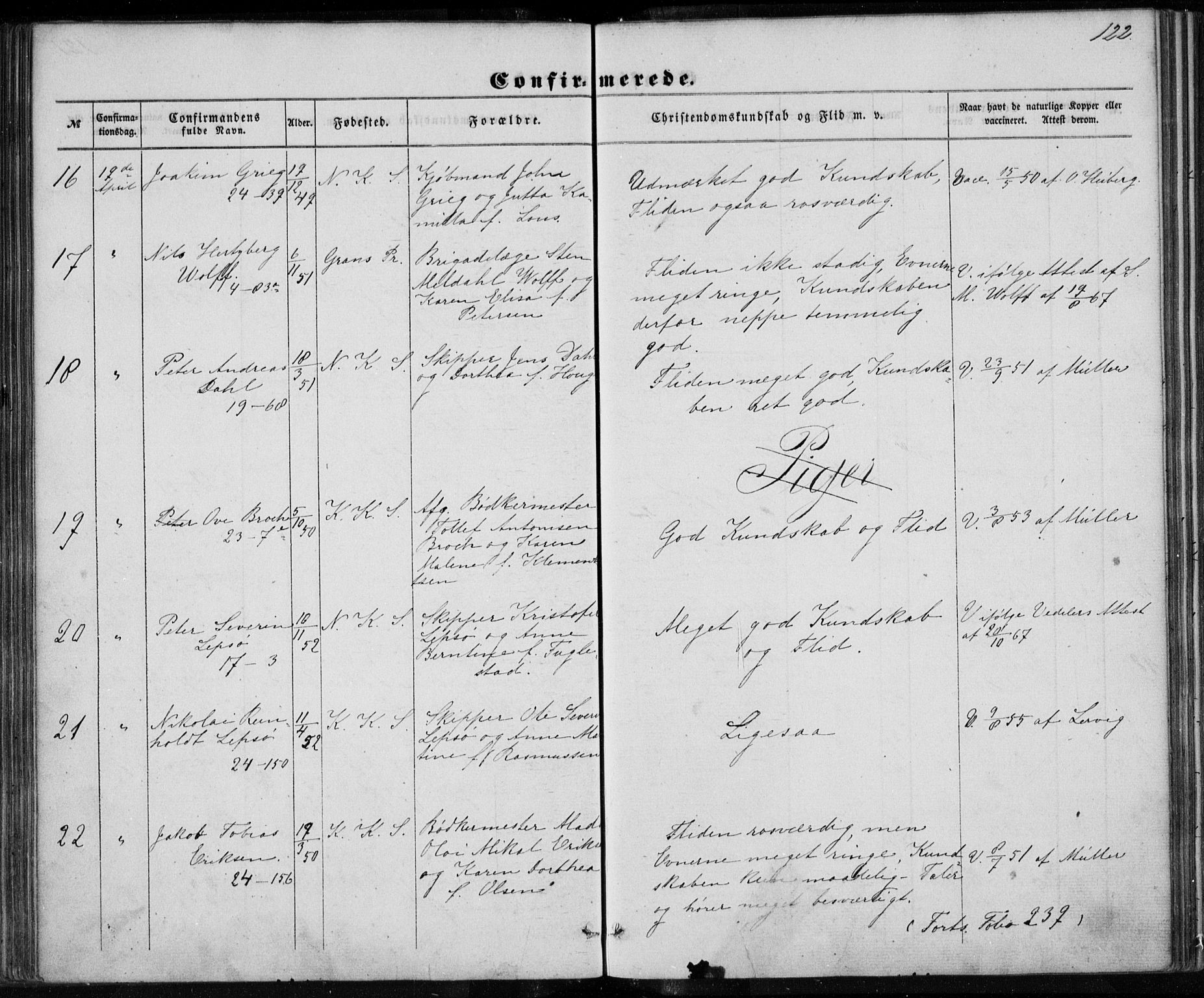 Korskirken sokneprestembete, SAB/A-76101/H/Haa/L0027: Ministerialbok nr. C 3, 1854-1868, s. 122