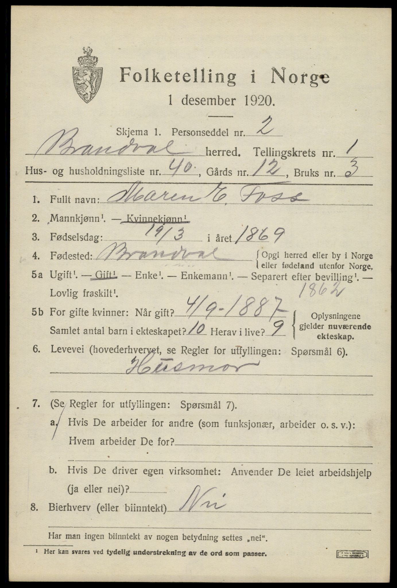 SAH, Folketelling 1920 for 0422 Brandval herred, 1920, s. 2026