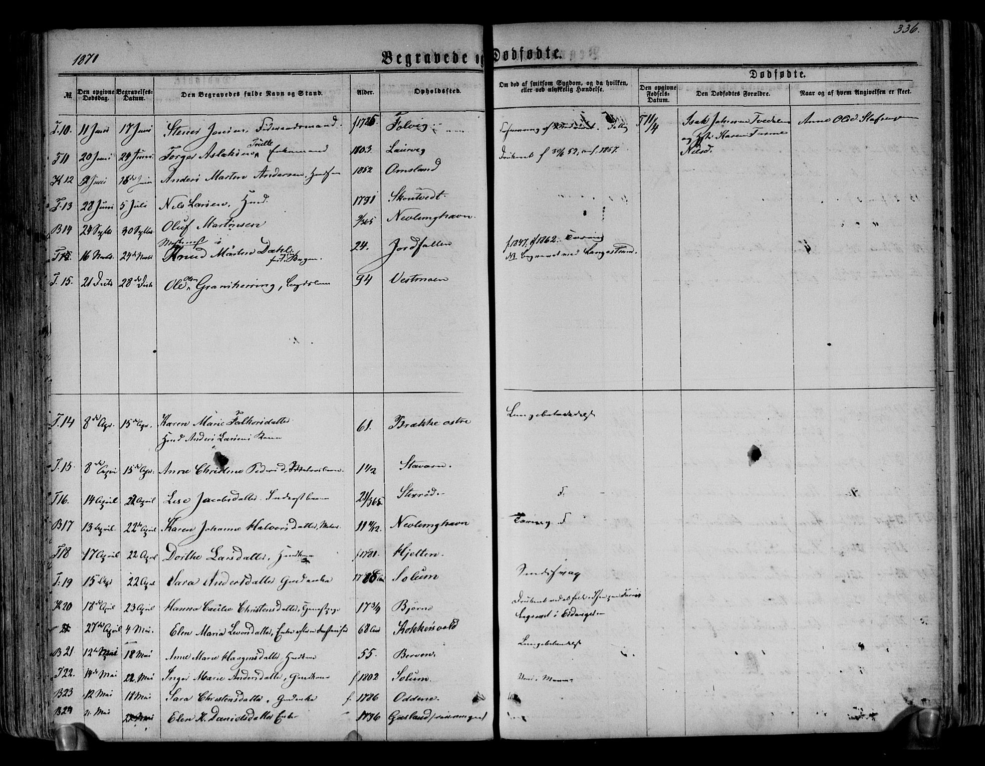 Brunlanes kirkebøker, AV/SAKO-A-342/F/Fa/L0005: Ministerialbok nr. I 5, 1862-1877, s. 336