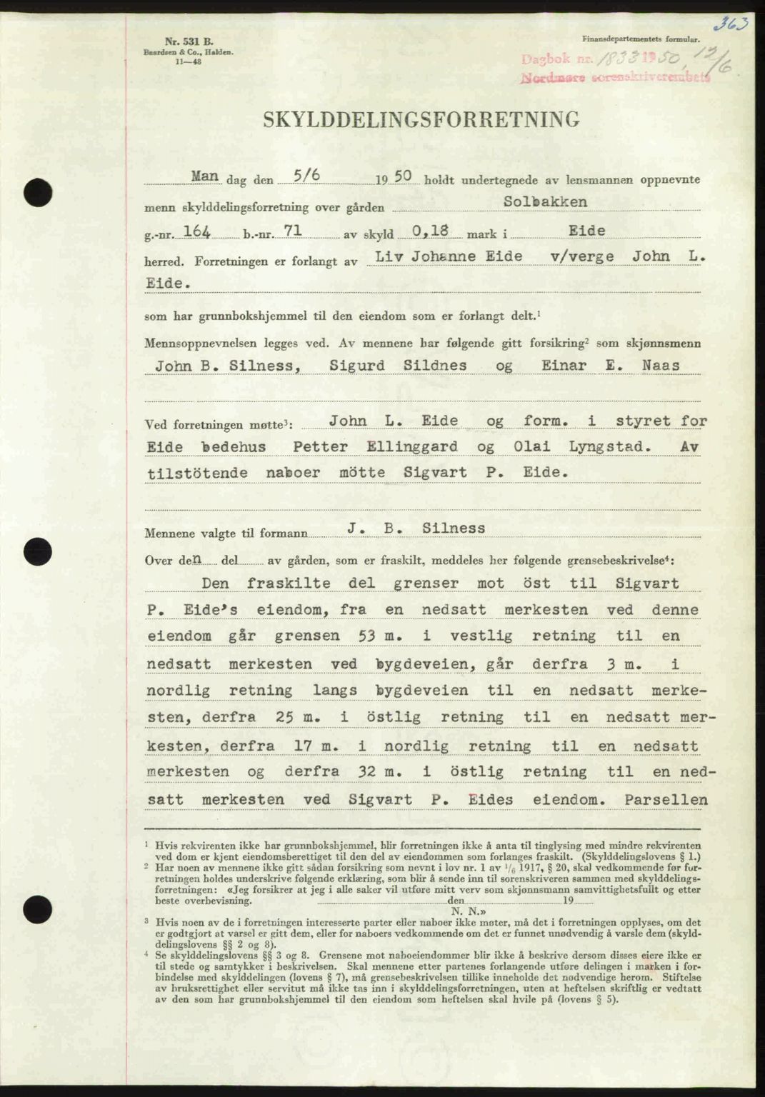 Nordmøre sorenskriveri, SAT/A-4132/1/2/2Ca: Pantebok nr. A115, 1950-1950, Dagboknr: 1833/1950