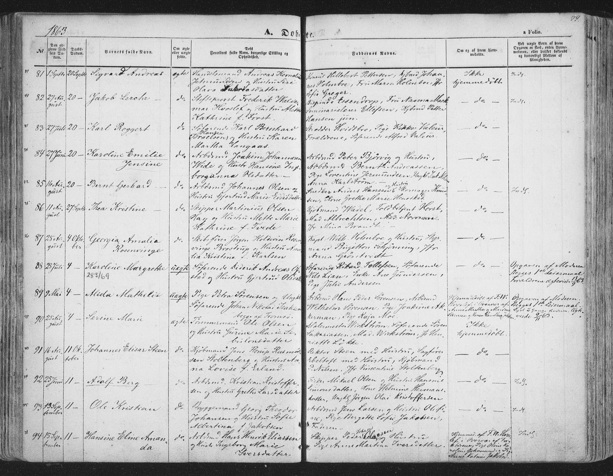 Tromsø sokneprestkontor/stiftsprosti/domprosti, AV/SATØ-S-1343/G/Ga/L0011kirke: Ministerialbok nr. 11, 1856-1865, s. 79