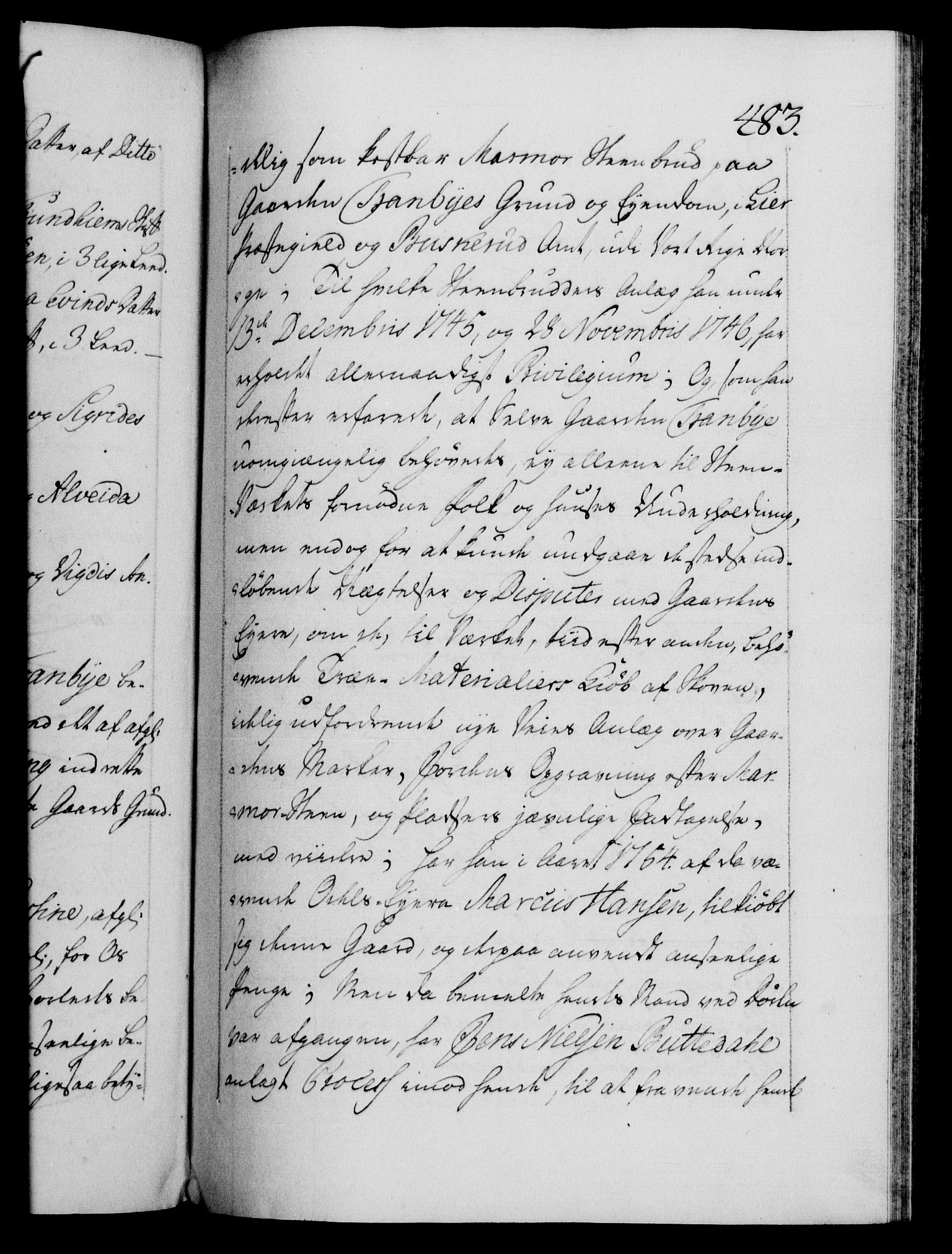 Danske Kanselli 1572-1799, AV/RA-EA-3023/F/Fc/Fca/Fcaa/L0042: Norske registre, 1763-1766, s. 483a