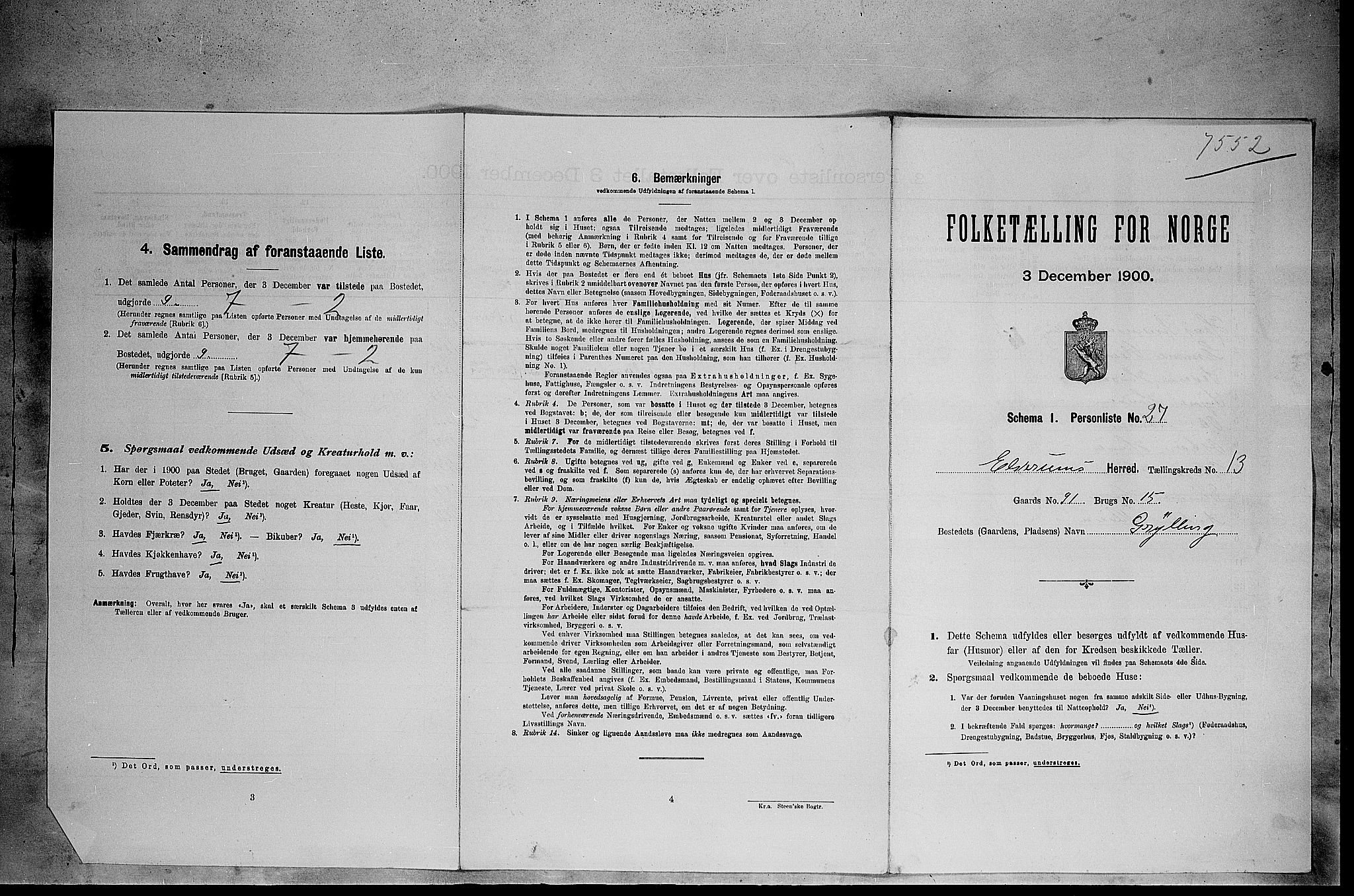 SAH, Folketelling 1900 for 0427 Elverum herred, 1900, s. 1824