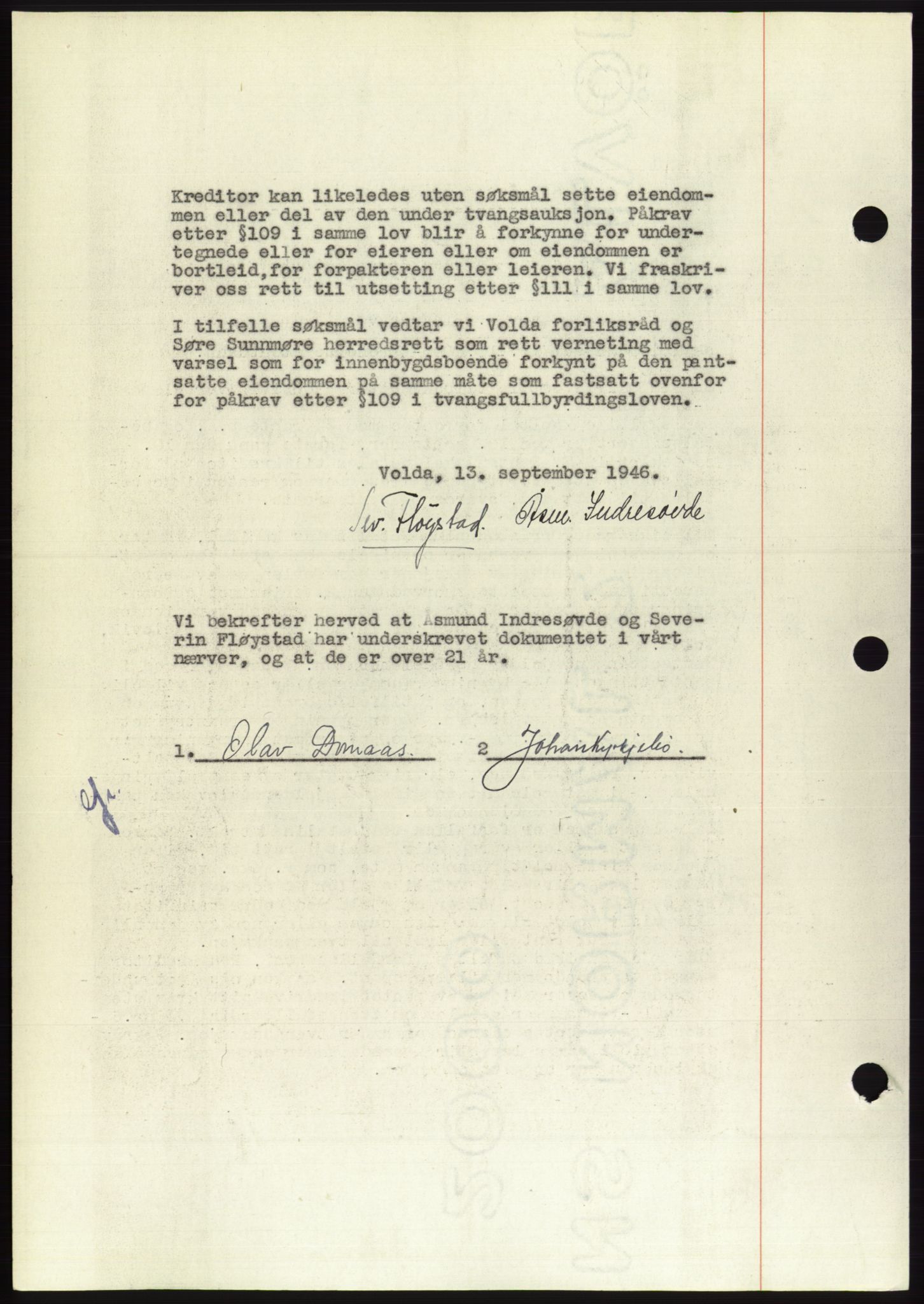 Søre Sunnmøre sorenskriveri, AV/SAT-A-4122/1/2/2C/L0114: Pantebok nr. 1-2B, 1943-1947, Dagboknr: 1126/1946