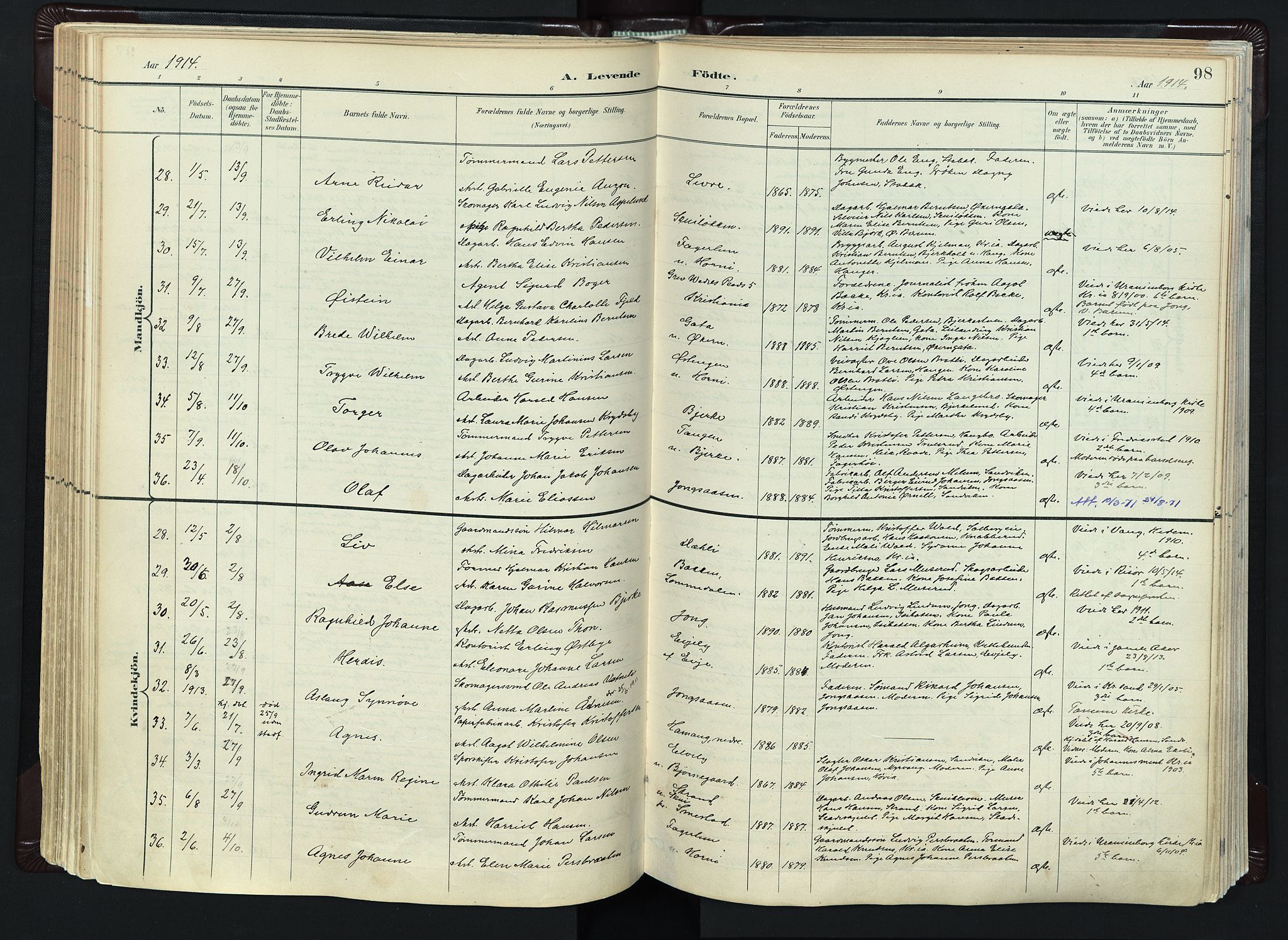 Vestre Bærum prestekontor Kirkebøker, AV/SAO-A-10209a/F/Fa/L0001: Ministerialbok nr. 1, 1896-1923, s. 98