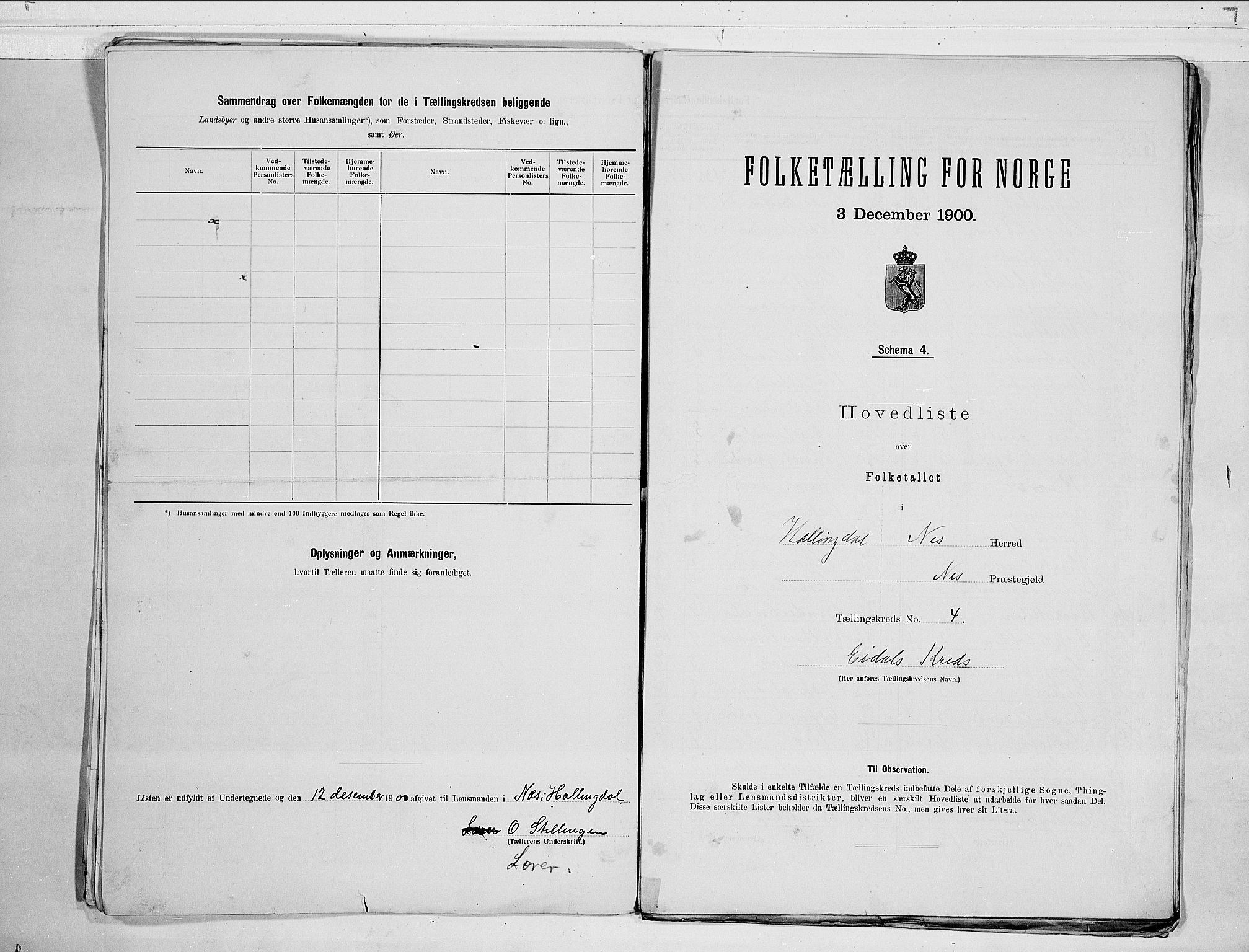 RA, Folketelling 1900 for 0616 Nes herred, 1900, s. 12