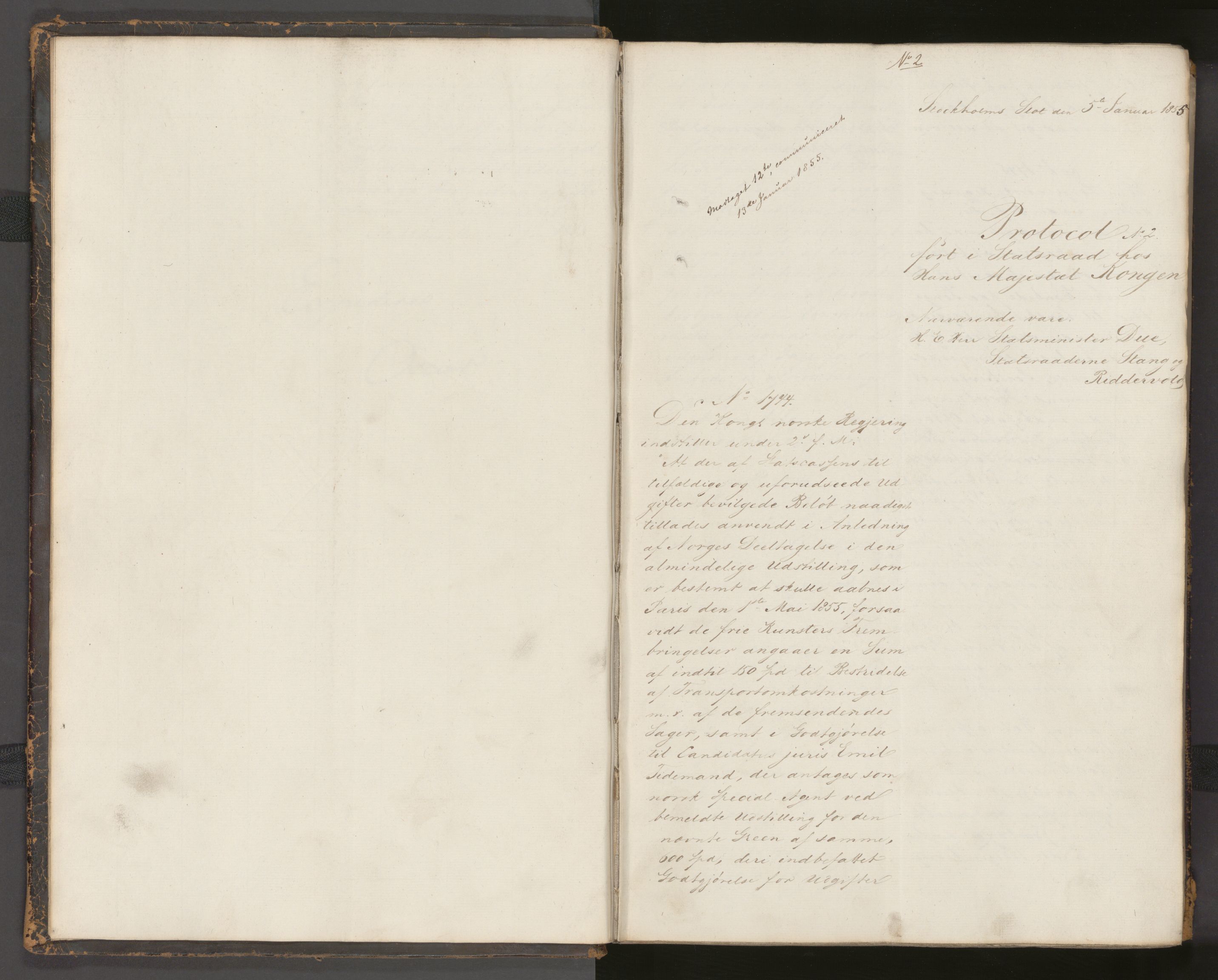 Statsrådssekretariatet, AV/RA-S-1001/A/Ab/L0081: Kgl. res. nr. 1-702, 1. halvår, 1855