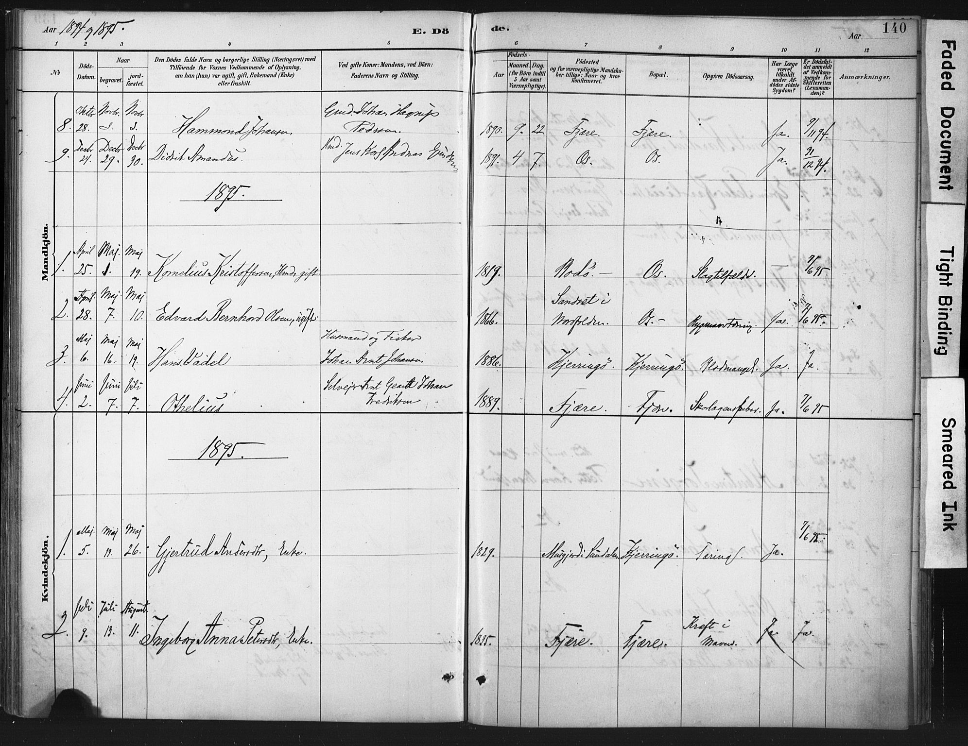 Ministerialprotokoller, klokkerbøker og fødselsregistre - Nordland, AV/SAT-A-1459/803/L0071: Ministerialbok nr. 803A01, 1881-1897, s. 140