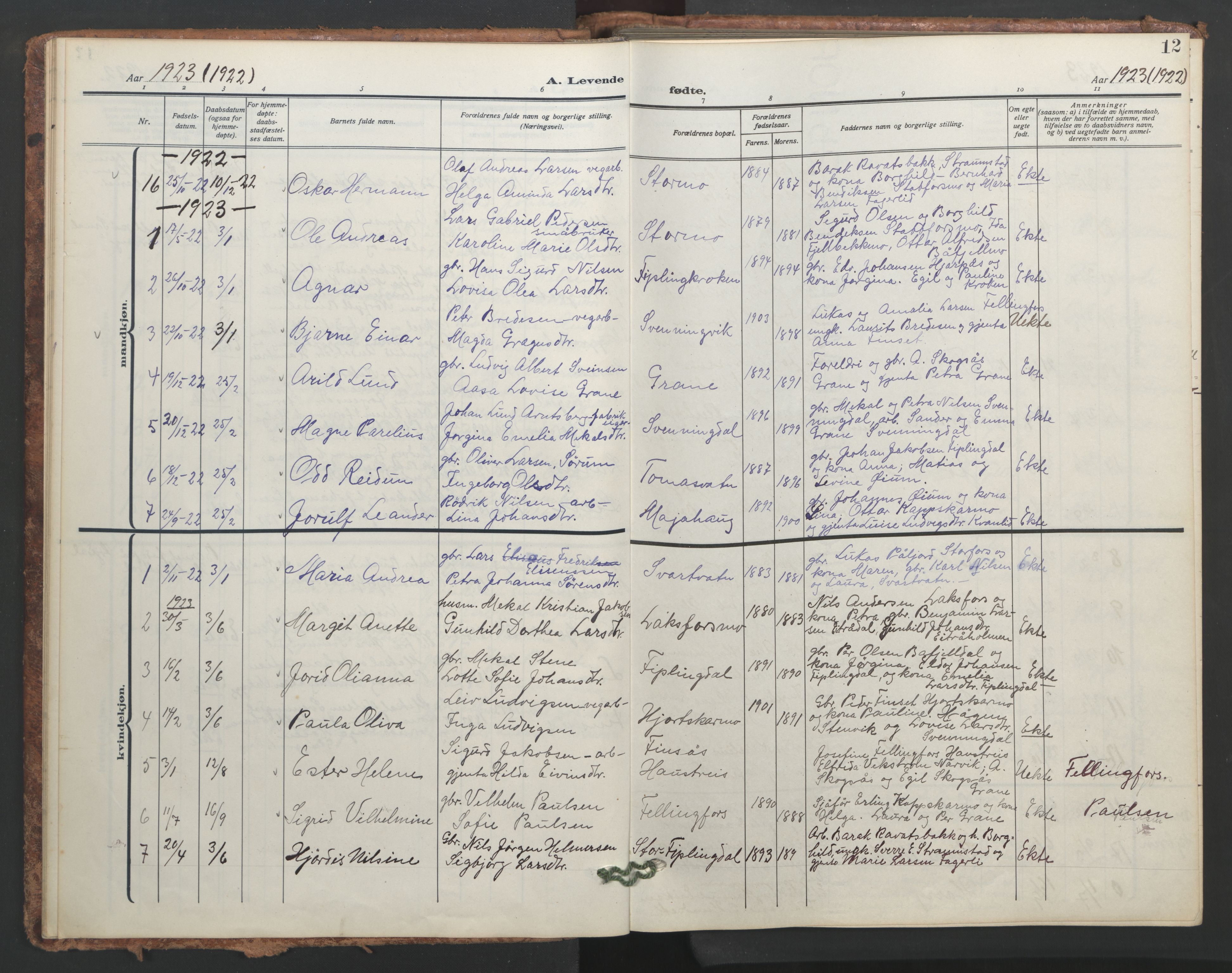 Ministerialprotokoller, klokkerbøker og fødselsregistre - Nordland, AV/SAT-A-1459/824/L0341: Klokkerbok nr. 824C01, 1916-1957, s. 12