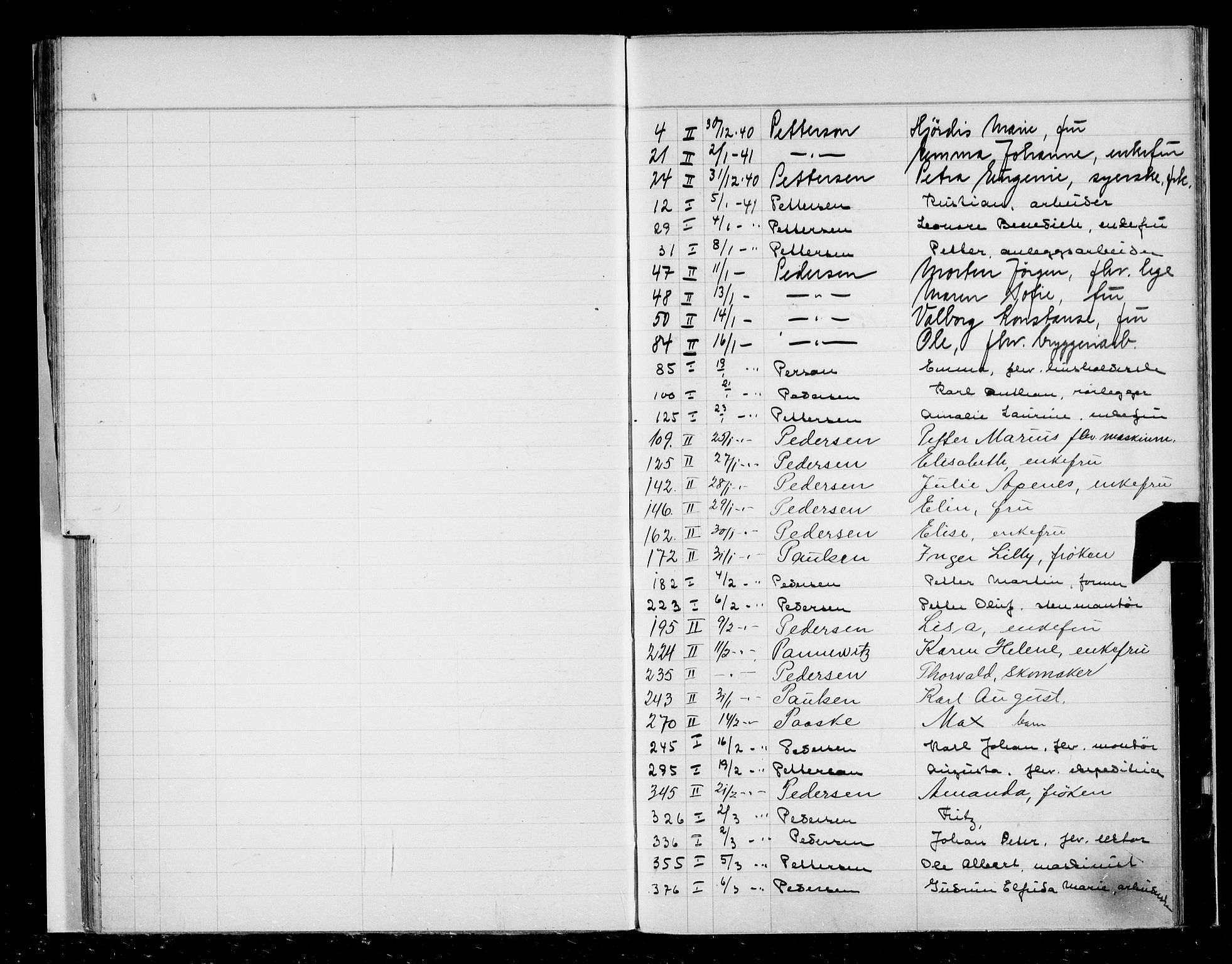 Oslo skifterett, AV/SAO-A-10383/F/Fa/Faa/L0041: Register til dødsfallsprotokollene, 1941