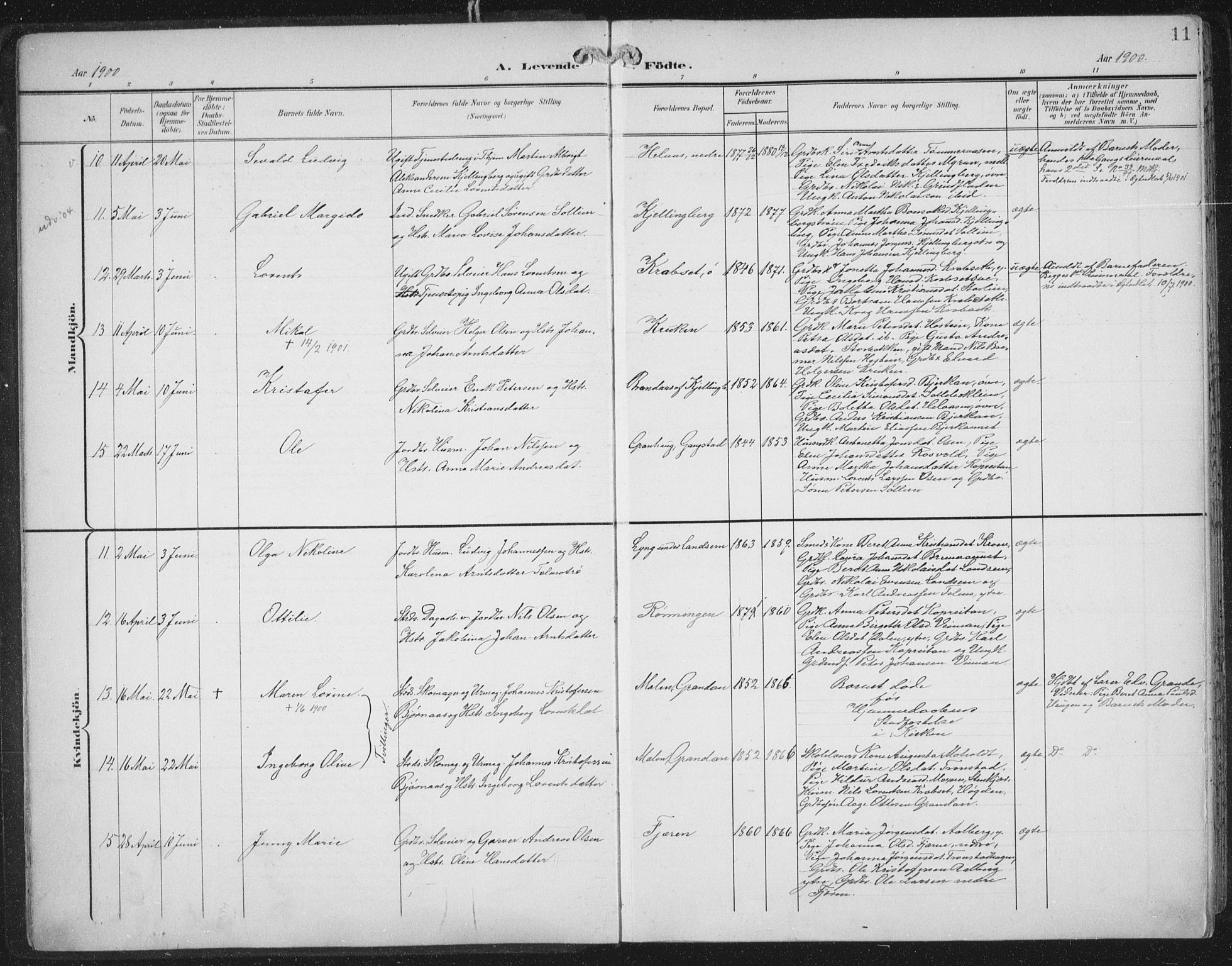 Ministerialprotokoller, klokkerbøker og fødselsregistre - Nord-Trøndelag, SAT/A-1458/701/L0011: Ministerialbok nr. 701A11, 1899-1915, s. 11