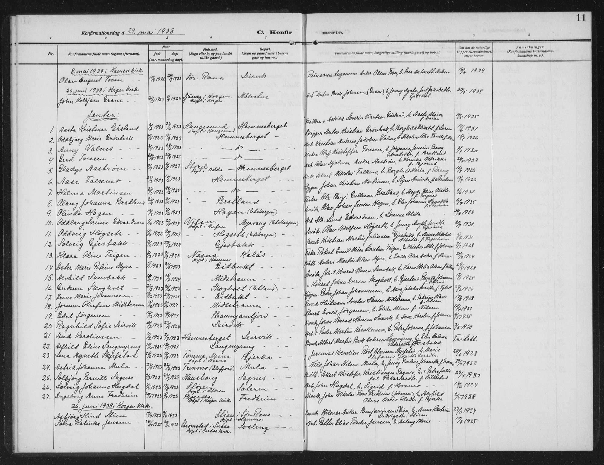 Ministerialprotokoller, klokkerbøker og fødselsregistre - Nordland, AV/SAT-A-1459/825/L0371: Klokkerbok nr. 825C08, 1907-1940, s. 11