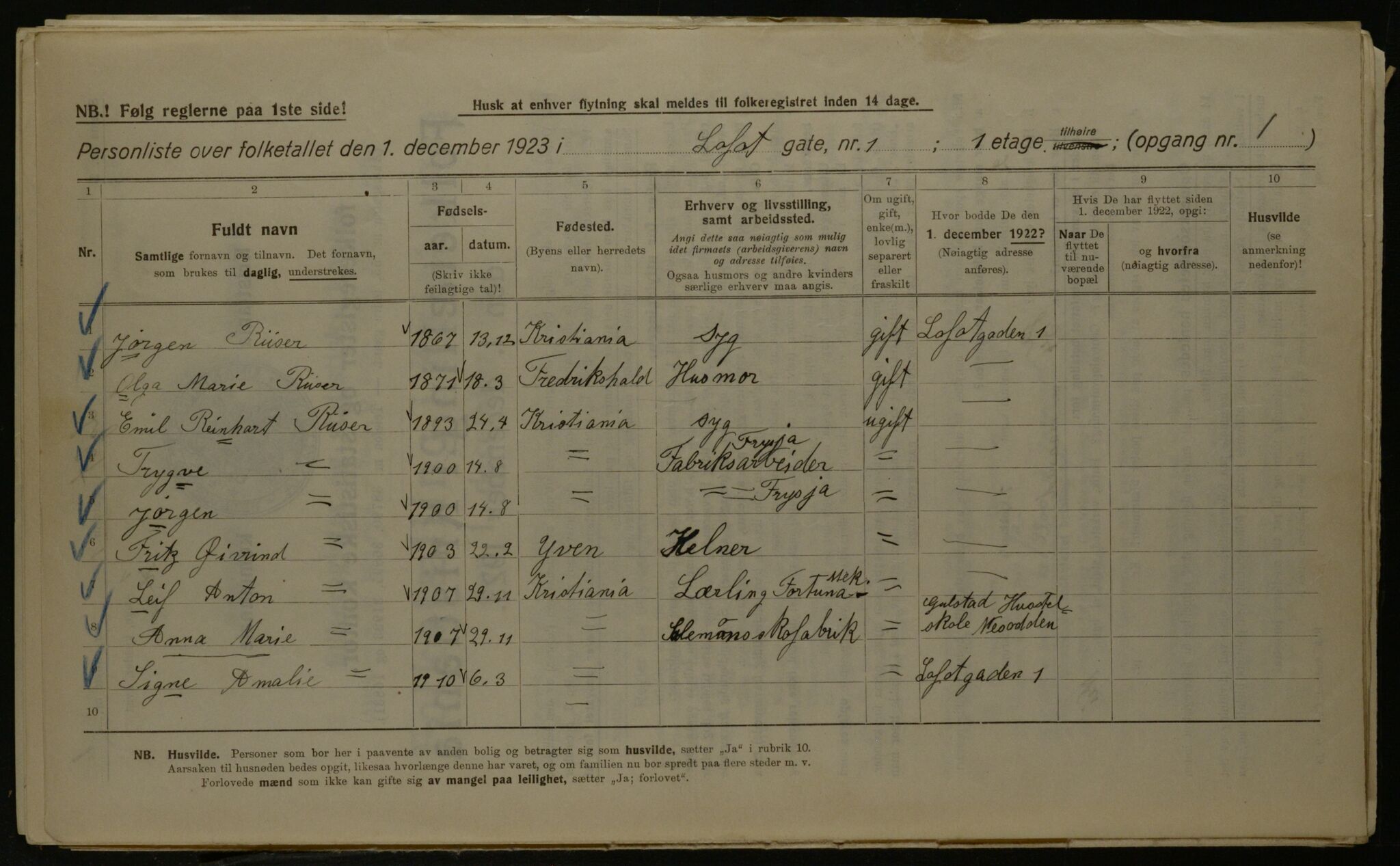 OBA, Kommunal folketelling 1.12.1923 for Kristiania, 1923, s. 64872