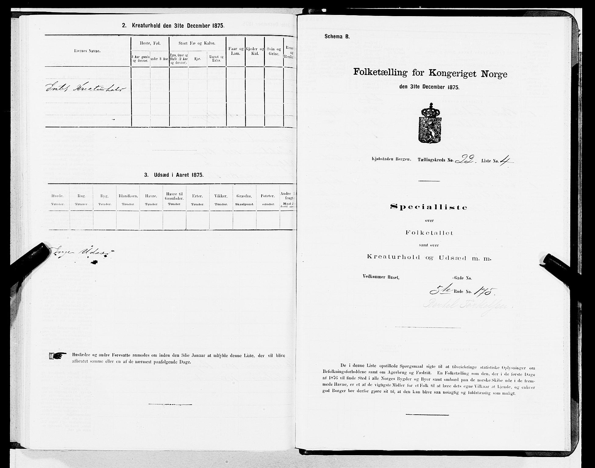 SAB, Folketelling 1875 for 1301 Bergen kjøpstad, 1875, s. 1123