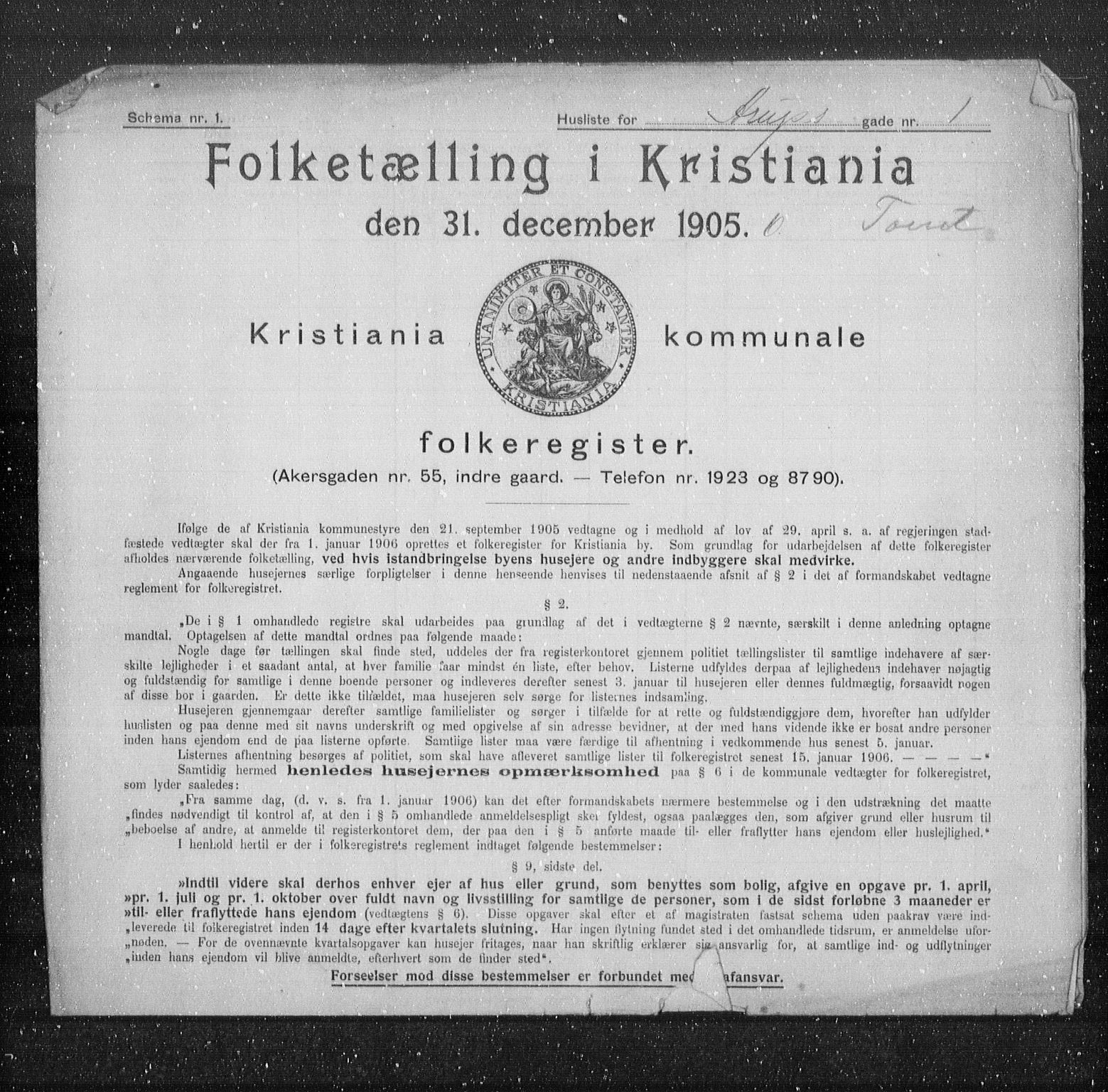 OBA, Kommunal folketelling 31.12.1905 for Kristiania kjøpstad, 1905, s. 1106