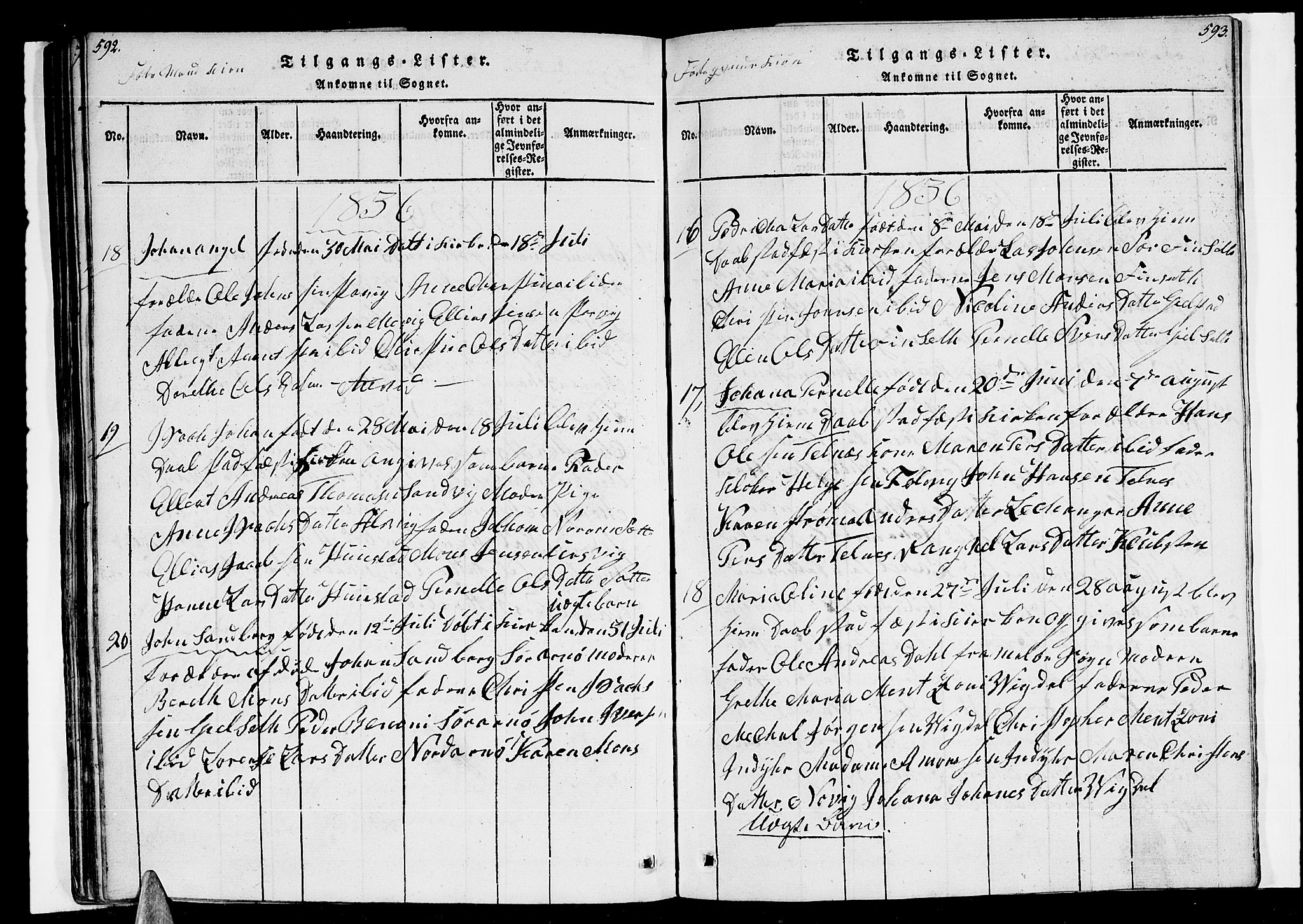 Ministerialprotokoller, klokkerbøker og fødselsregistre - Nordland, AV/SAT-A-1459/805/L0105: Klokkerbok nr. 805C01, 1820-1839, s. 592-593