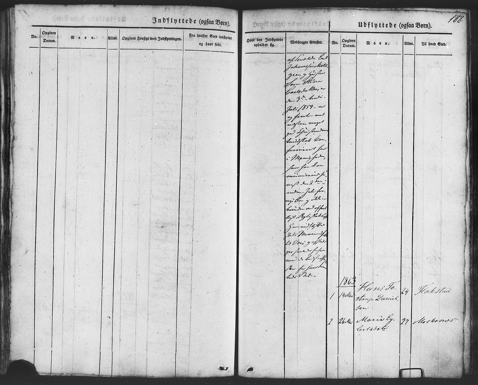 Ministerialprotokoller, klokkerbøker og fødselsregistre - Nordland, SAT/A-1459/807/L0121: Ministerialbok nr. 807A04, 1846-1879, s. 188